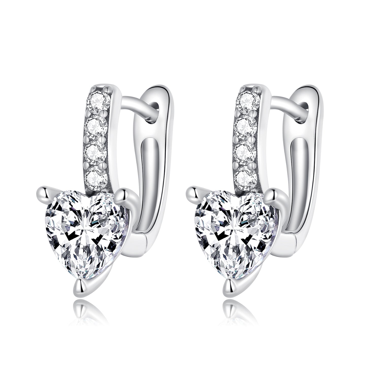 925 Sterling Silver Oxidized Earrings with CZ for Women - 1.7x0.7cm