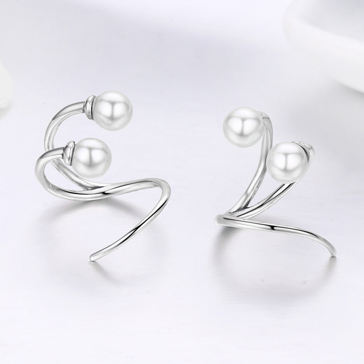925 Sterling Silver Oxidized Earrings with Shell Pearl for Women