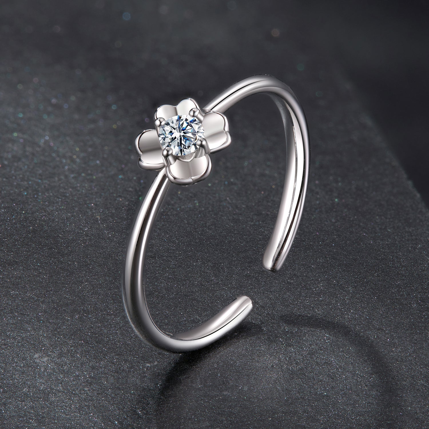 925 Sterling Silver Moissanite Ring Size E for Women
