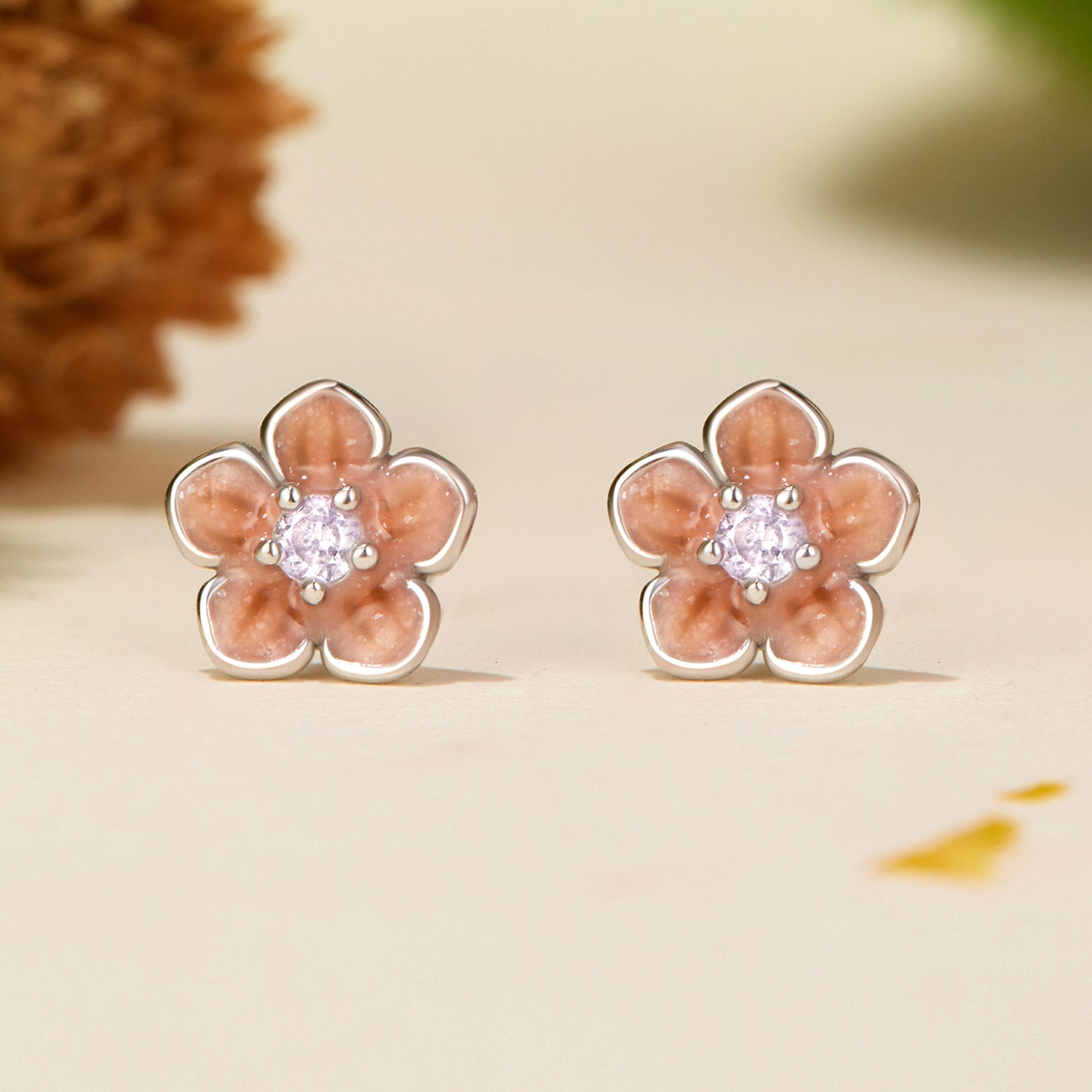 925 Sterling Silver Earrings with White Gold Plating and Pavé Setting CZ