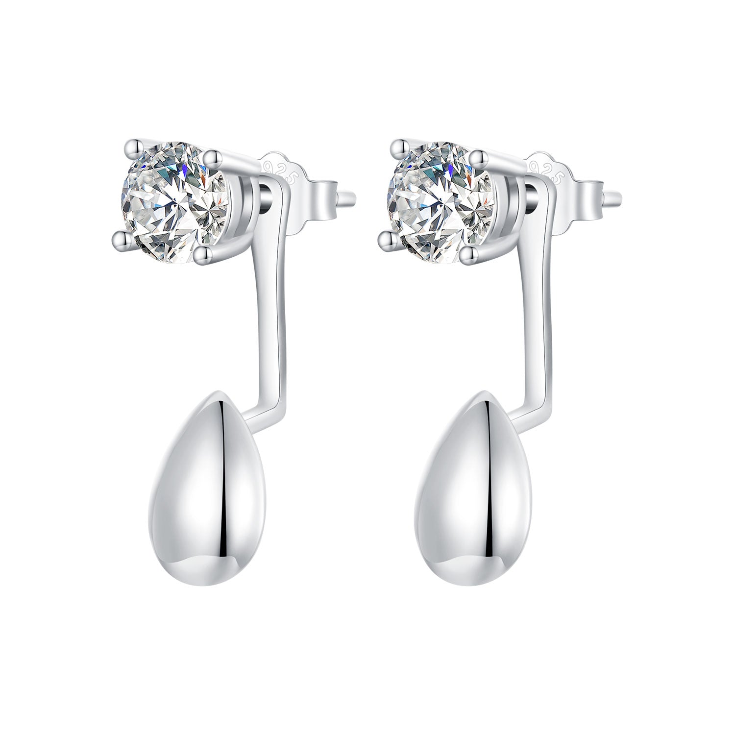 925 Sterling Silver Plated White Gold Earrings with Pavé Setting CZ