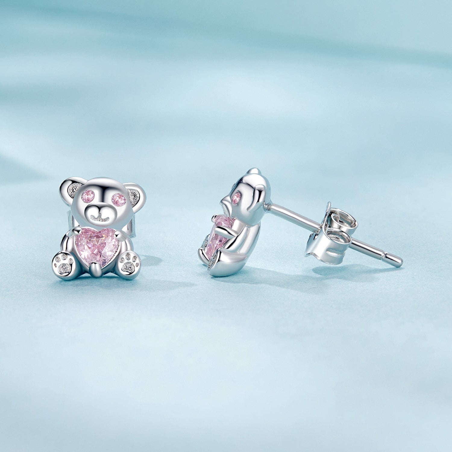 925 Sterling Silver Earrings with CZ in White Gold Plating