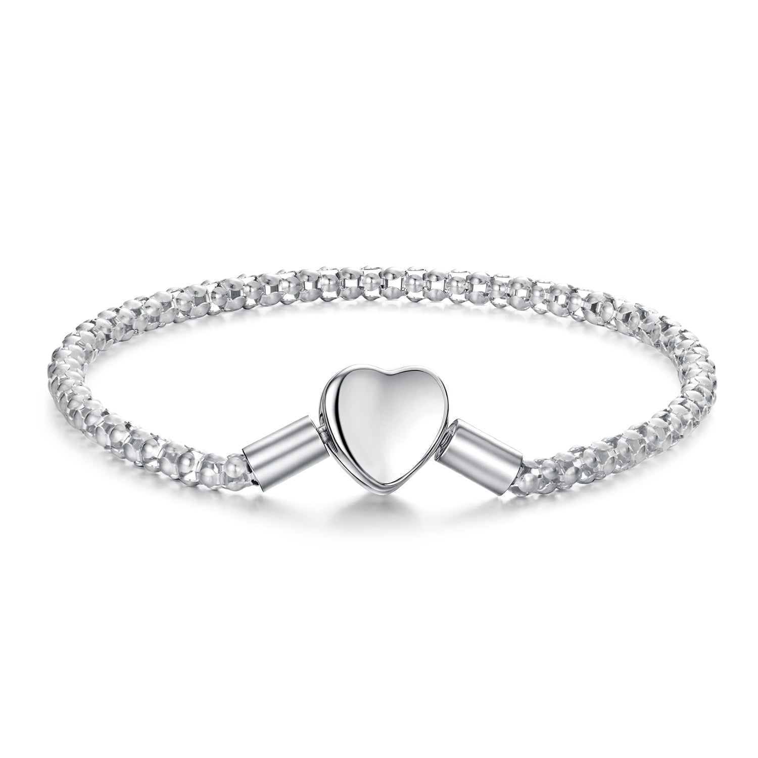 925 Sterling Silver Bracelet 17cm Heart-shaped 1.0cm for Women