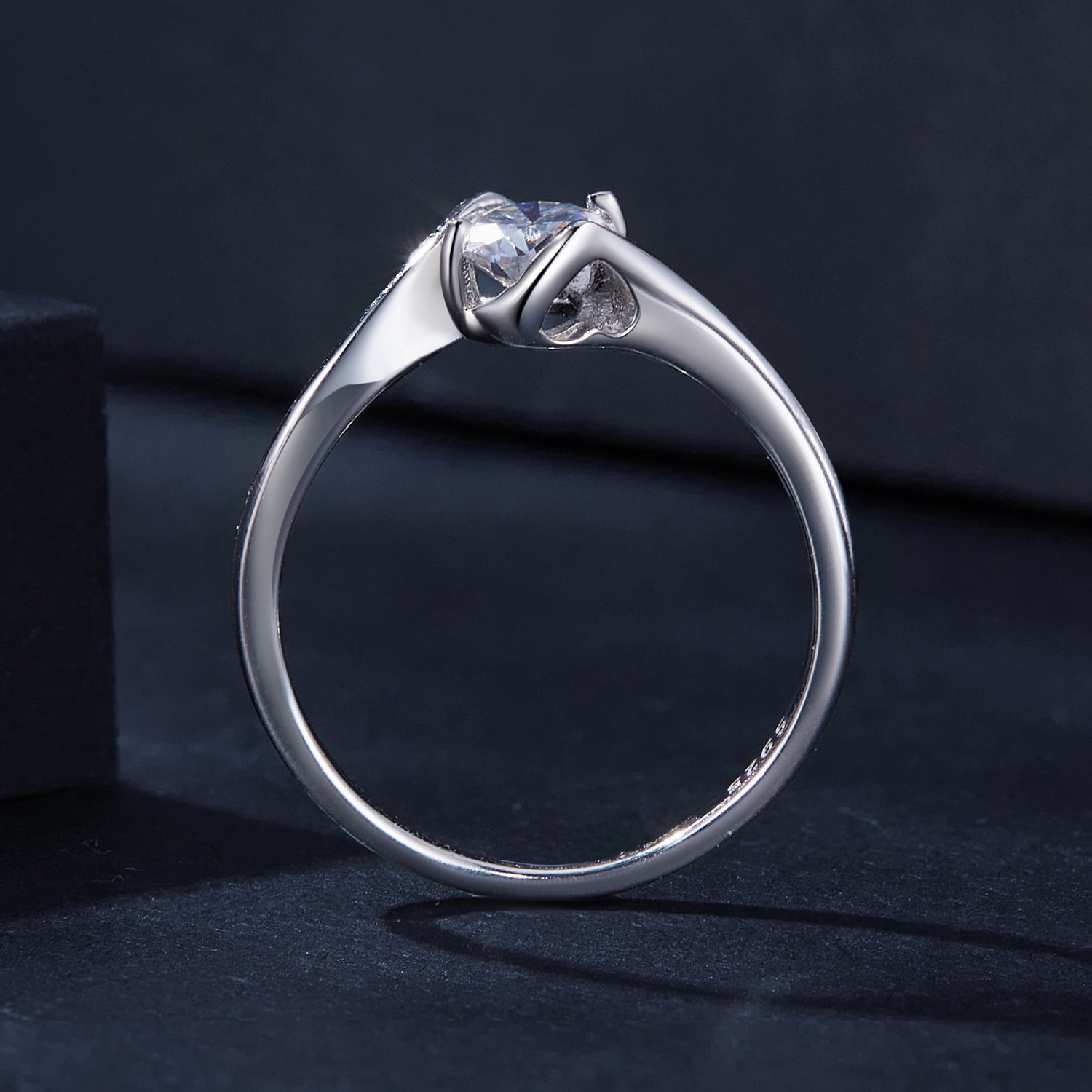925 Sterling Silver 5mm Moissanite Ring for Women