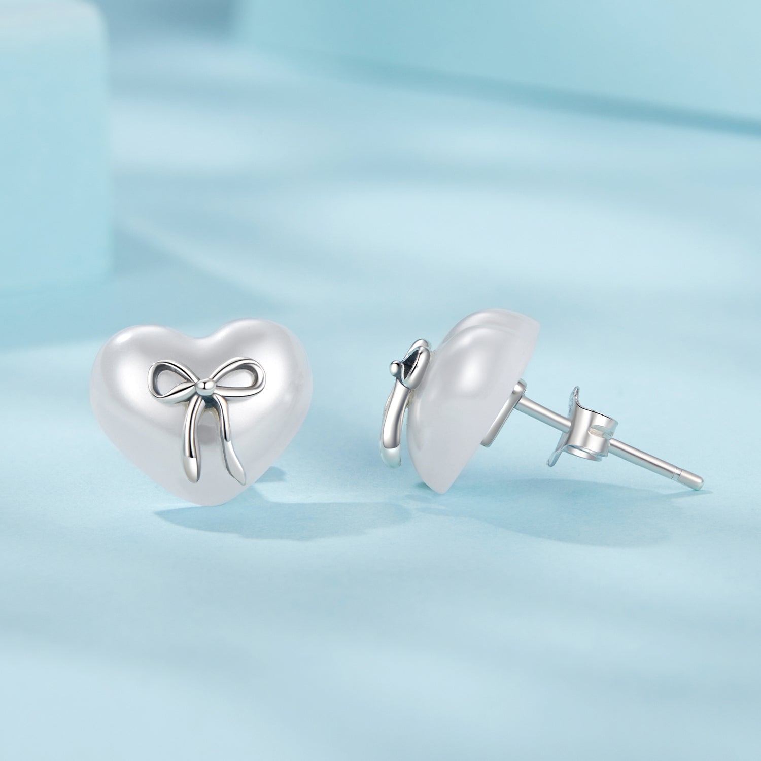 925 Sterling Silver Earrings with Quality Shell Pearl, Size 1*1.2cm for Women