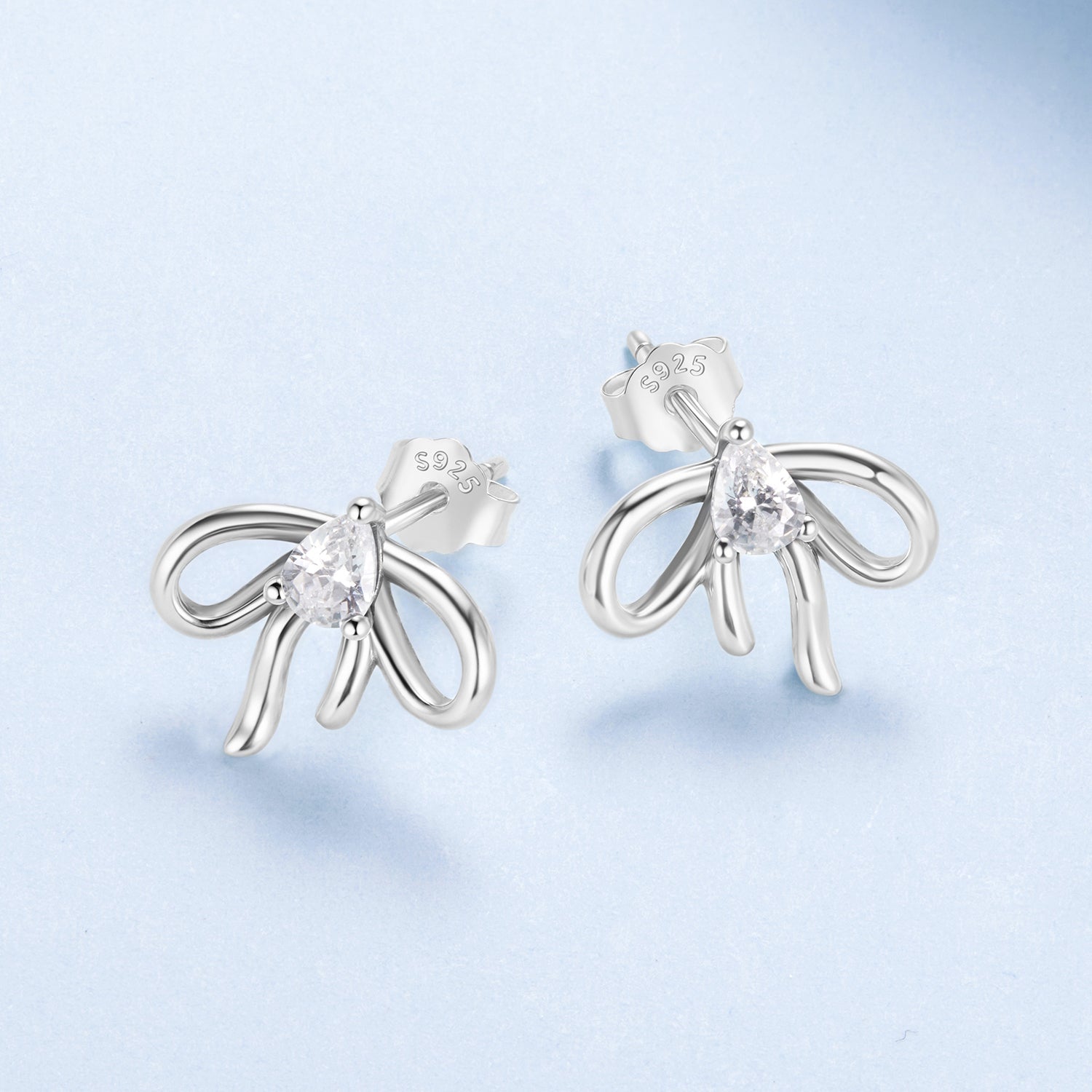 925 Sterling Silver Earrings with Pavé Setting & Oxidized Finish