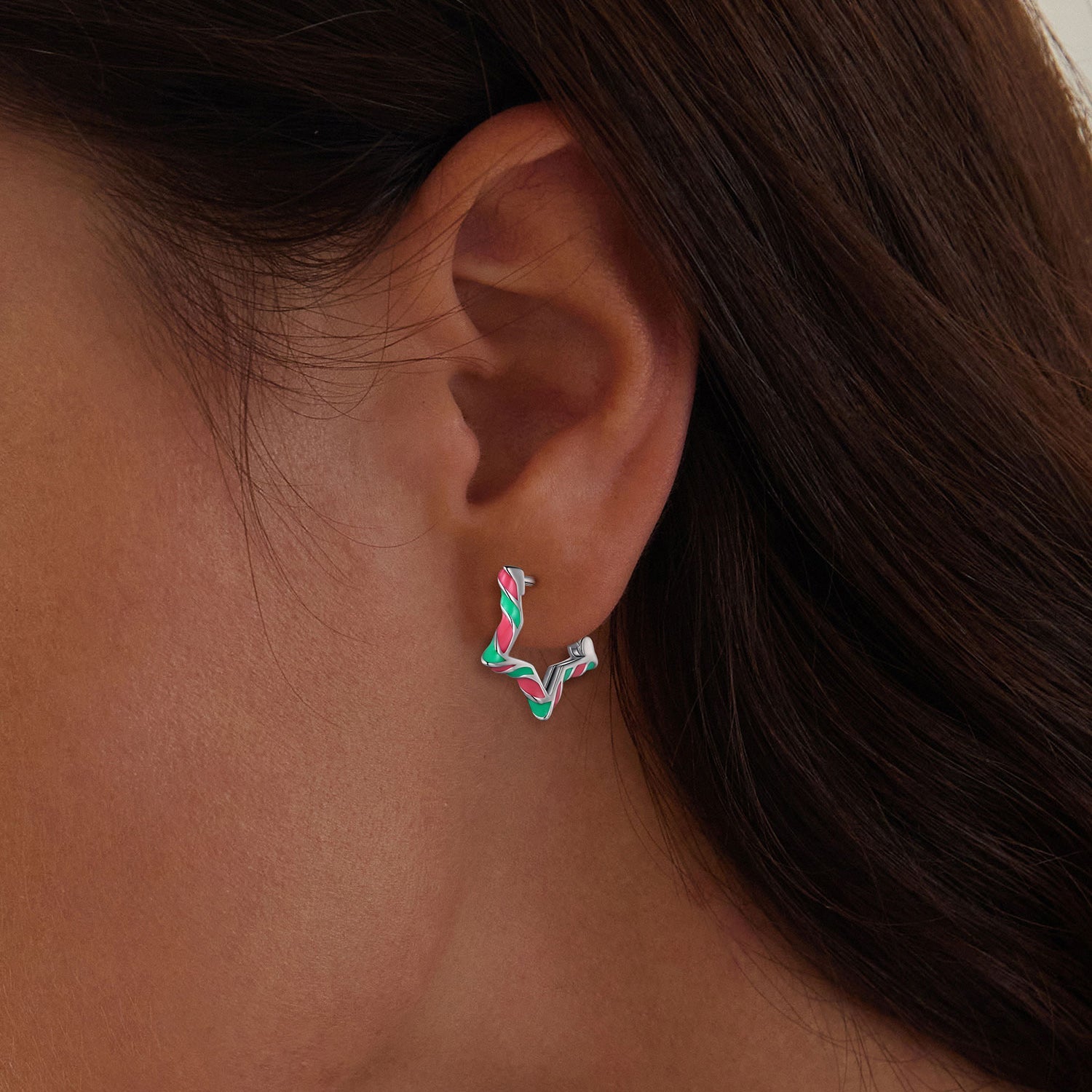 925 Sterling Silver Enamel Plated Platinum Earrings for Women