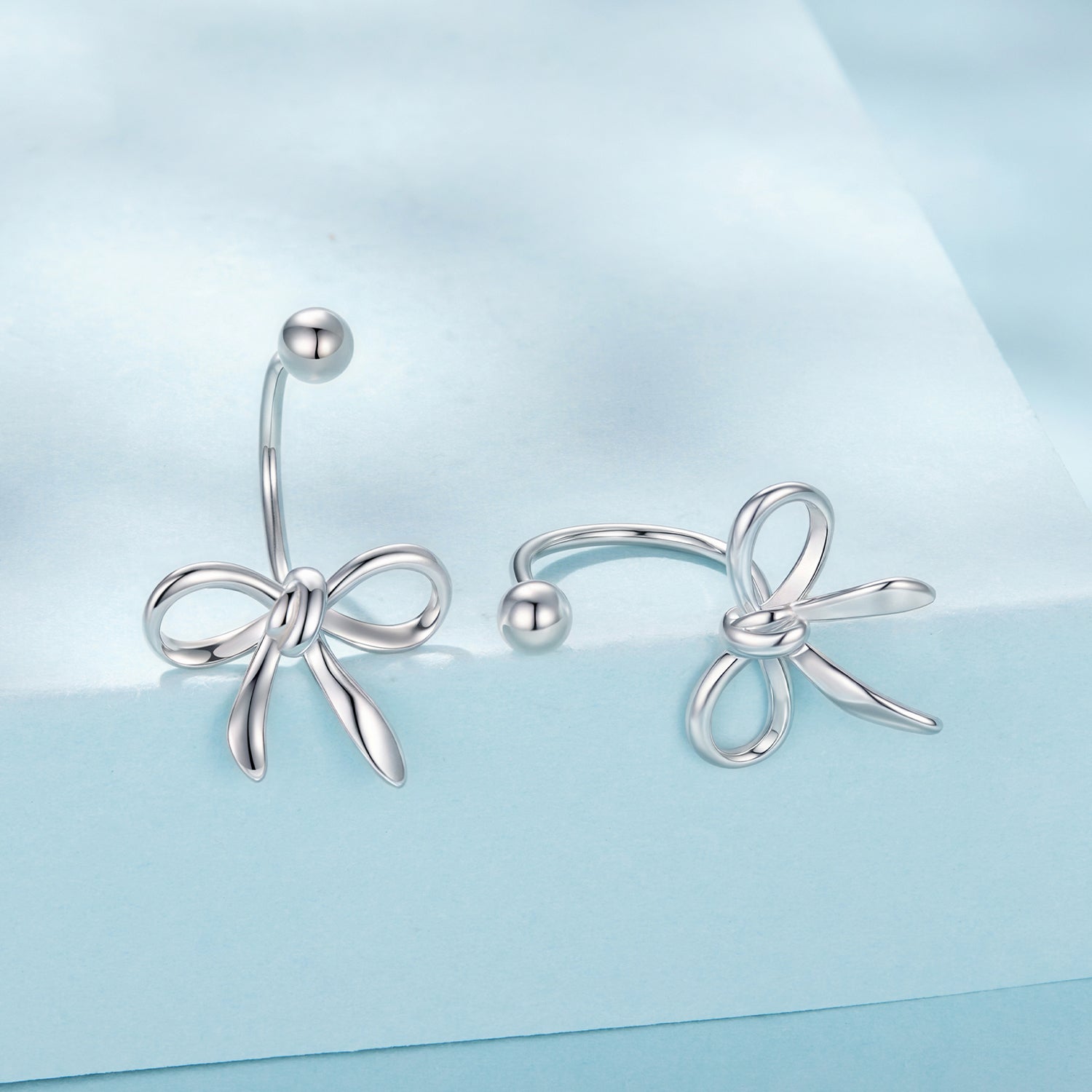 925 Sterling Silver Earrings with White Gold Plating - 1.0*1.3 cm