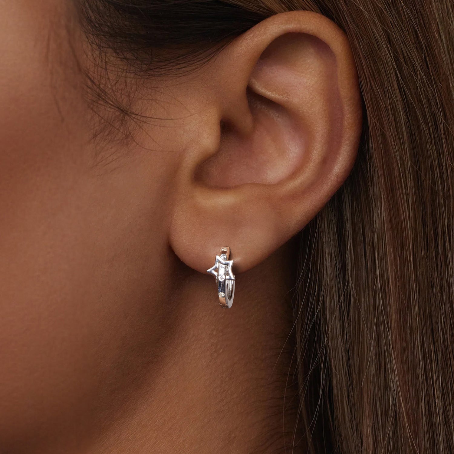 925 Sterling Silver & White Gold Earrings with Pavé Setting CZ - 12x6mm for Women