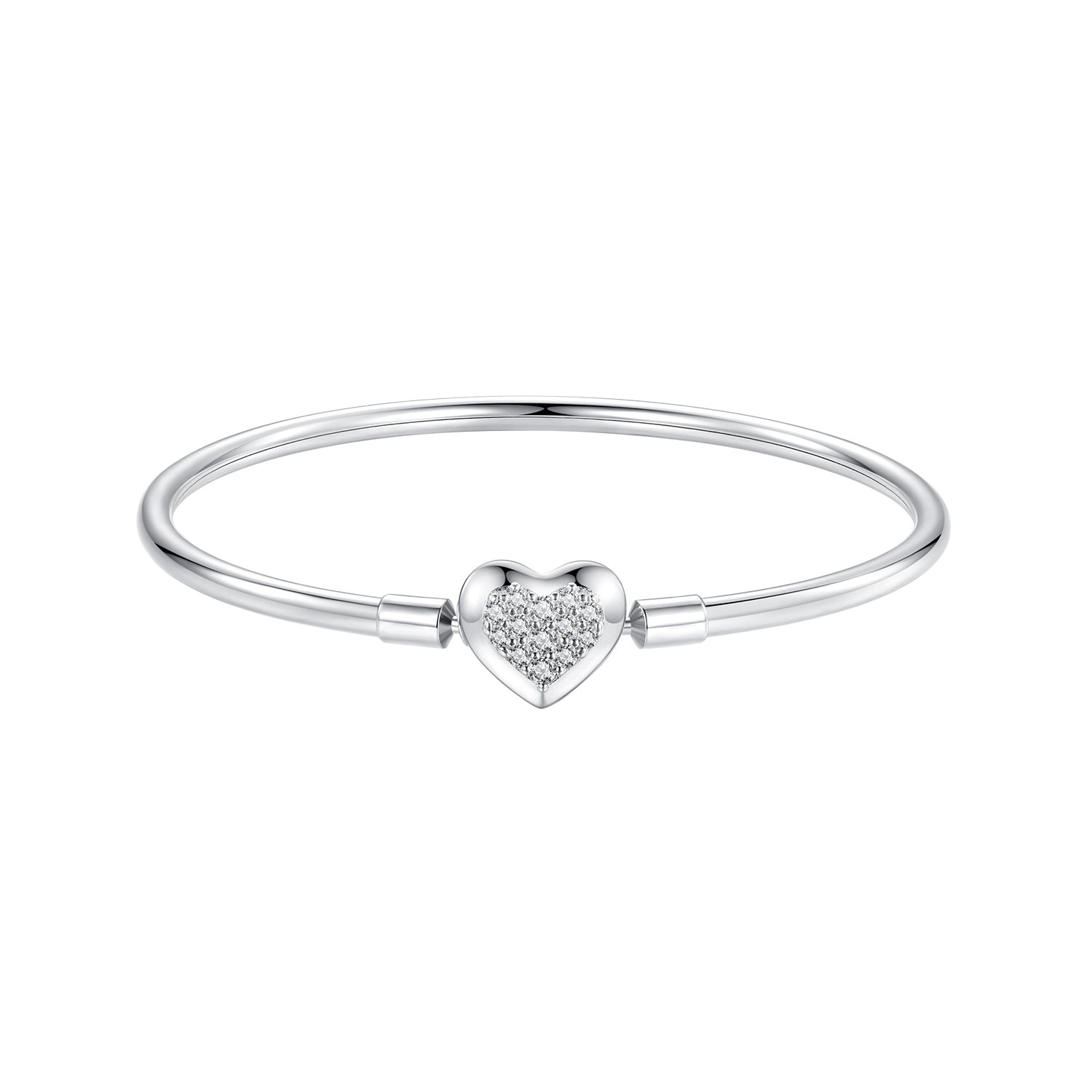 925 Sterling Silver White Gold Plated CZ Bracelet for Women - Size 17.0
