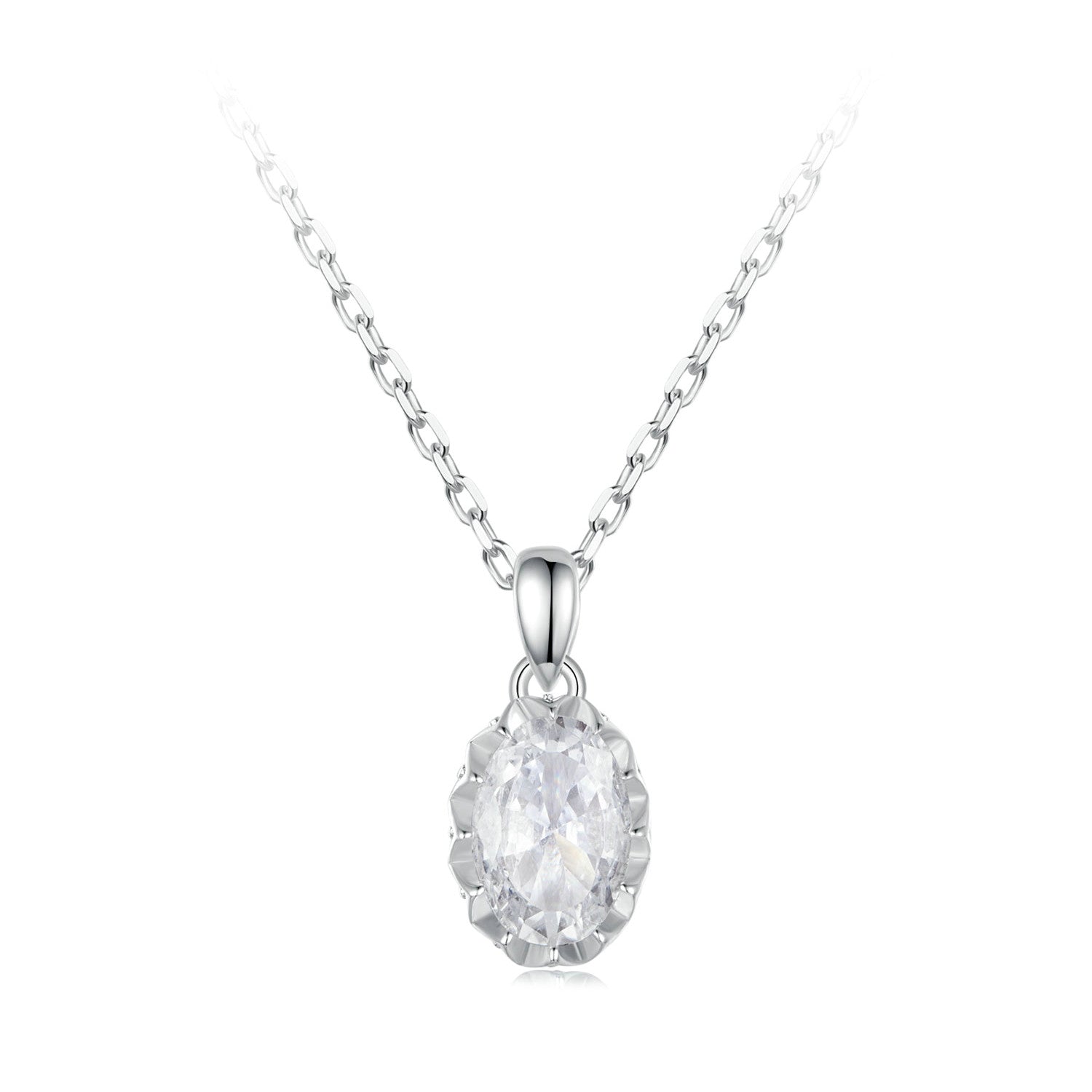 925 Sterling Silver 1 Carat Moissanite Necklace with Pavé Setting, 400 mm Length for Women