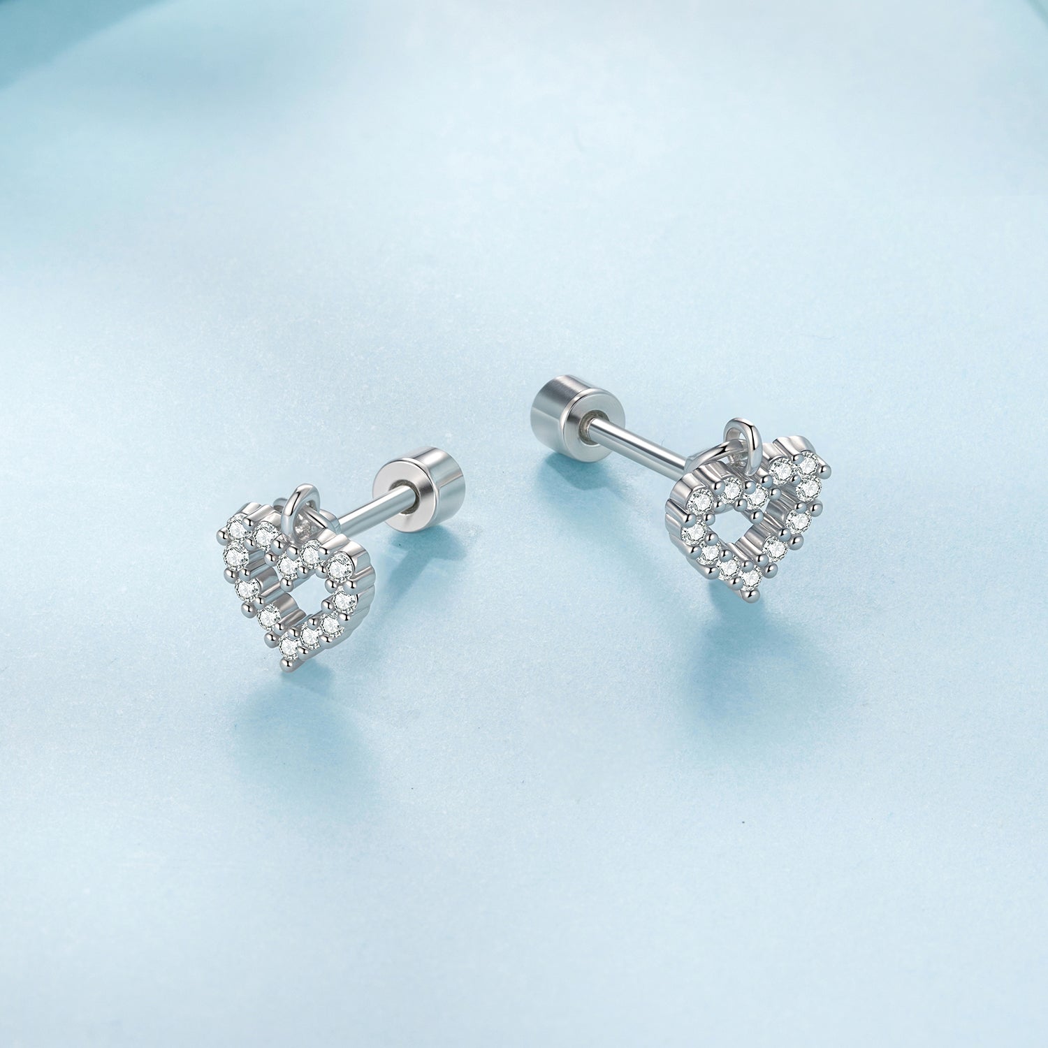925 Sterling Silver White Gold Plated Pavé CZ Earrings
