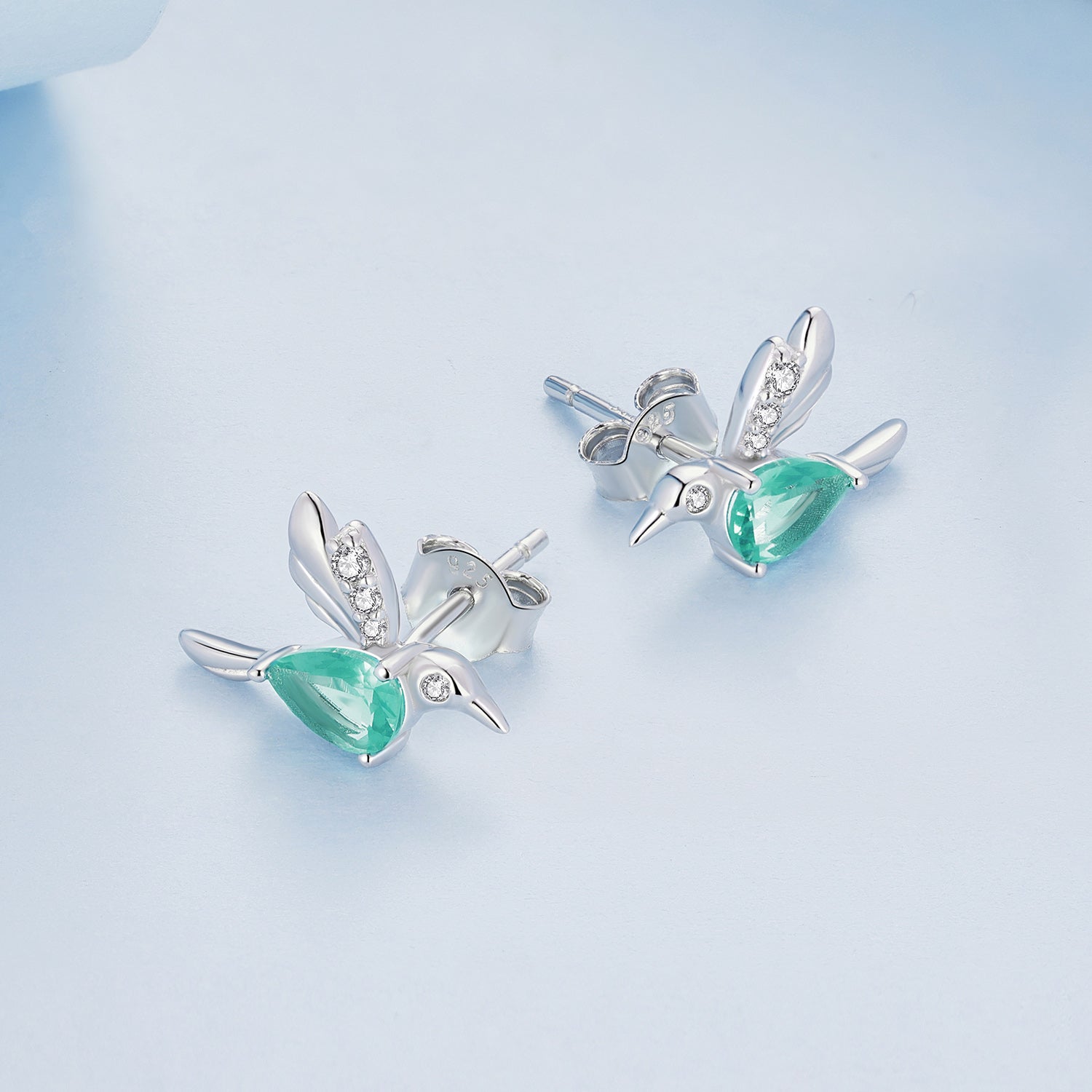 925 Sterling Silver Transparent Glass Earrings with CZ for Women