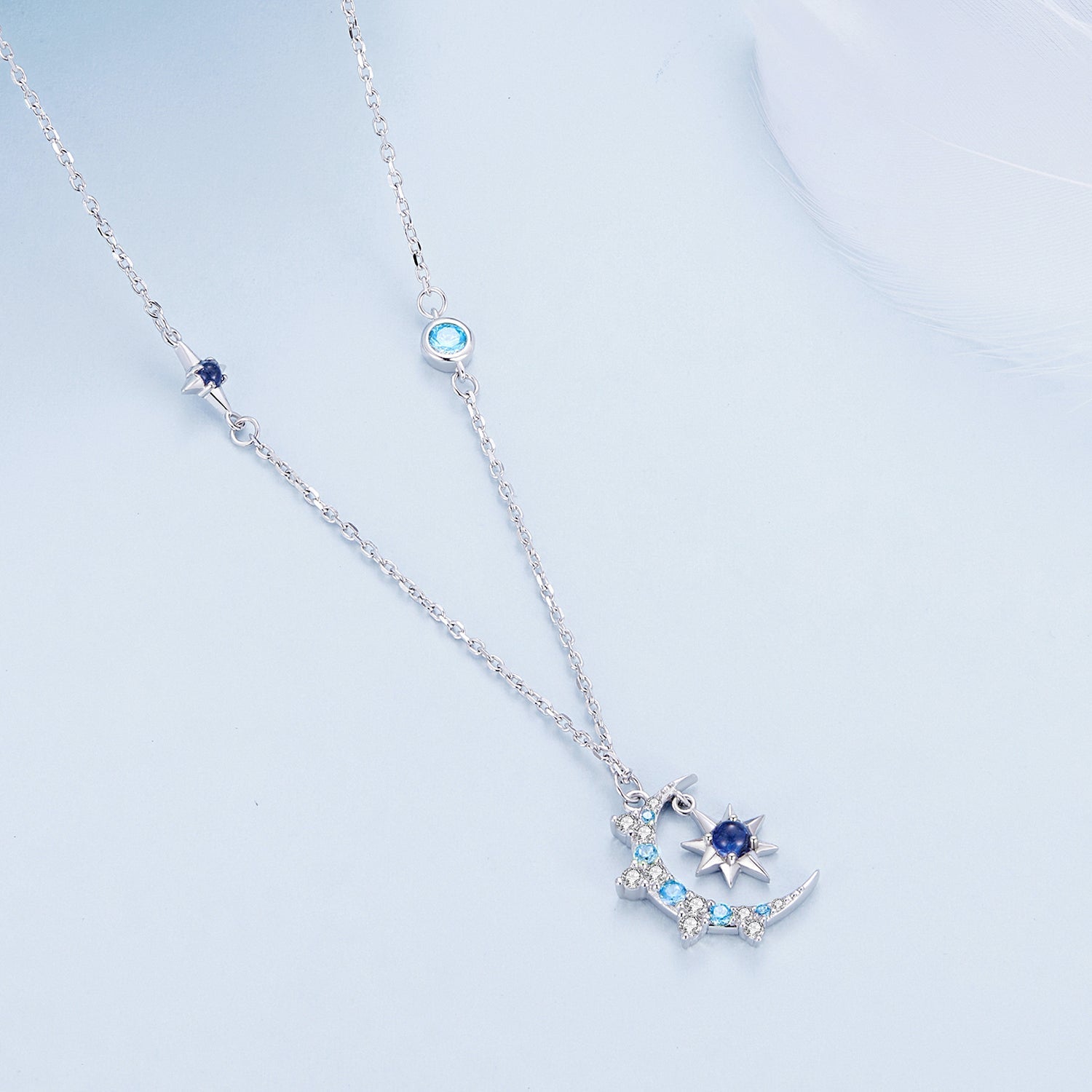 925 Sterling Silver Necklace with Pavé Setting CZ and Spinel Pendant