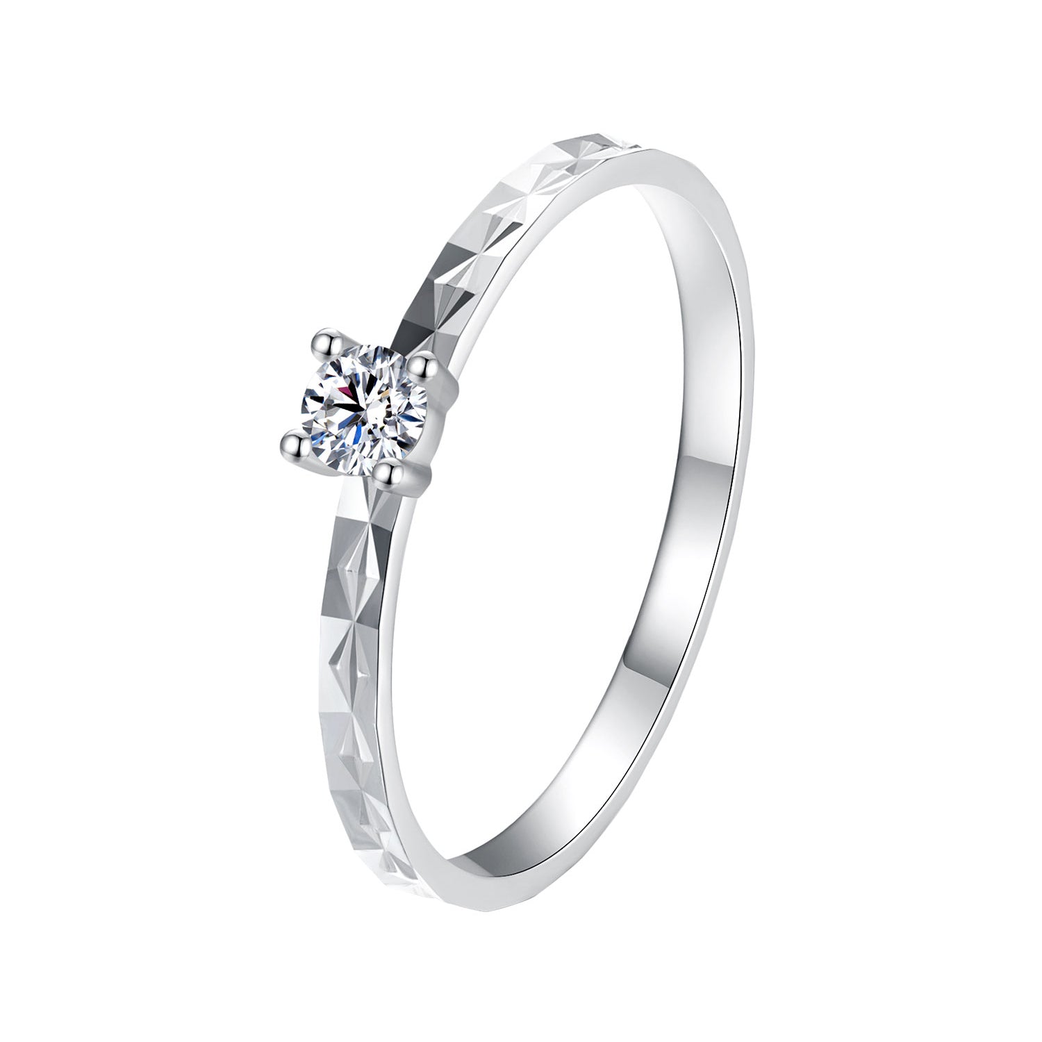 925 Sterling Silver Moissanite White Gold Plated Ring Size 6