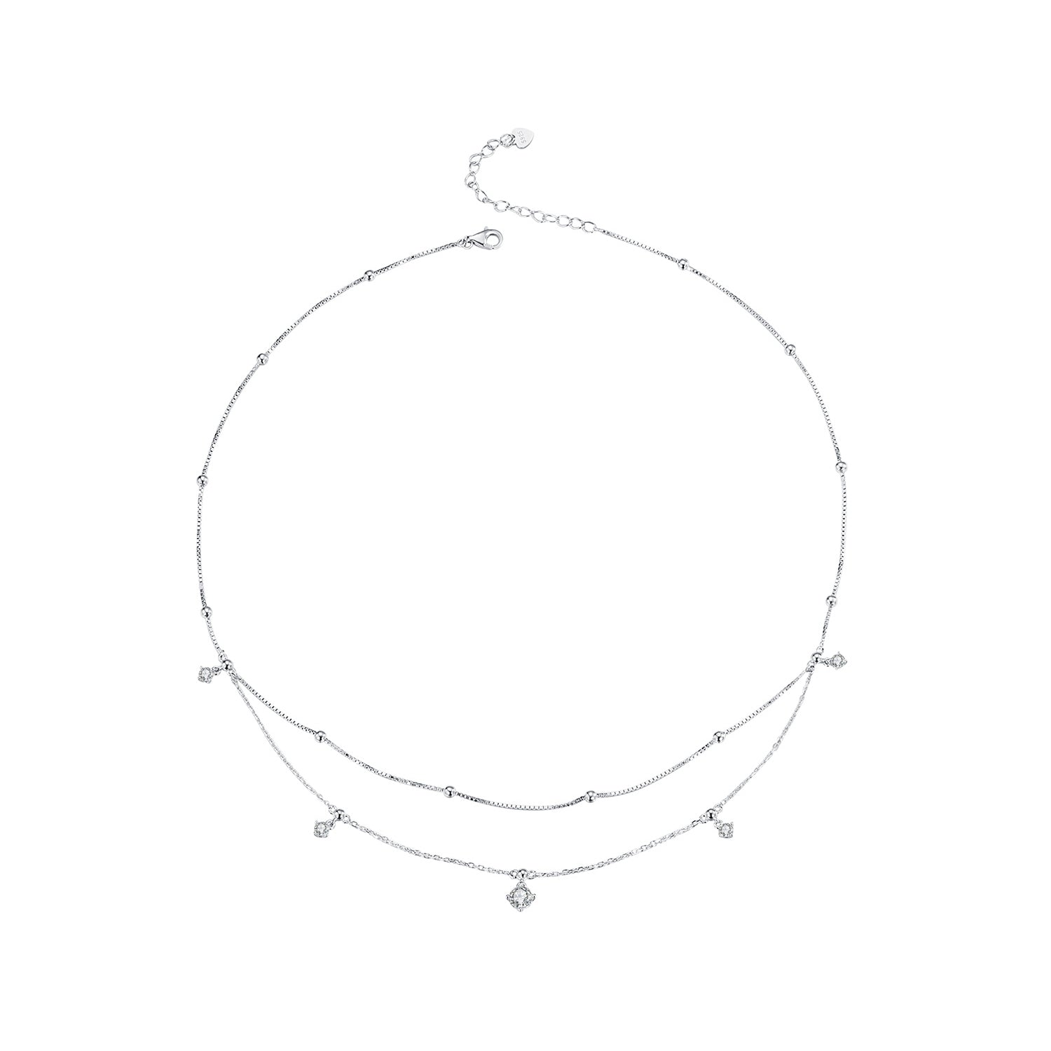 925 Sterling Silver Plated White Gold Moissanite Necklace 400+50mm for Women