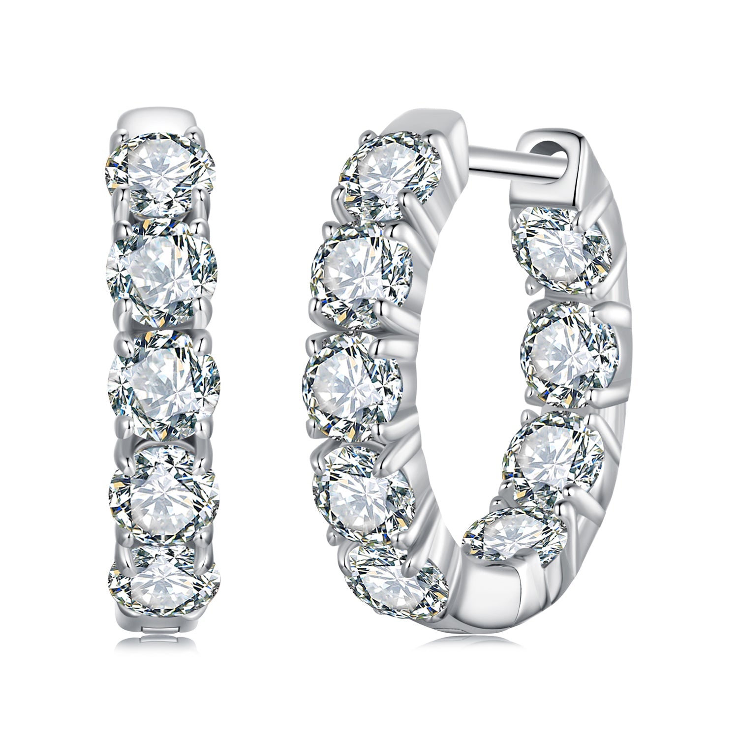 925 Sterling Silver Moissanite Earrings 0.1 Carat White Gold Plated 1.5x0.3cm Women