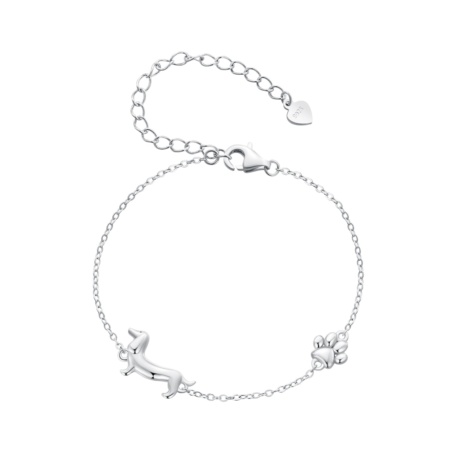 925 Sterling Silver Plated Platinum 150mm+60mm Bracelet for Women
