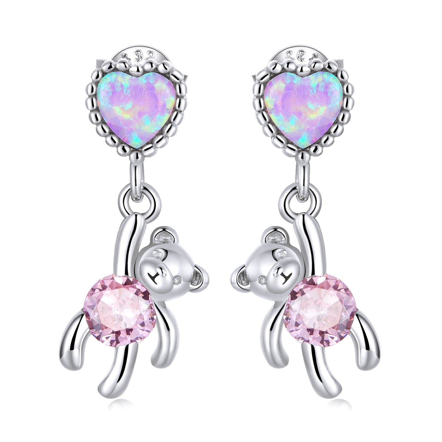 925 Sterling Silver Earrings with Translucent Opal and CZ for Women