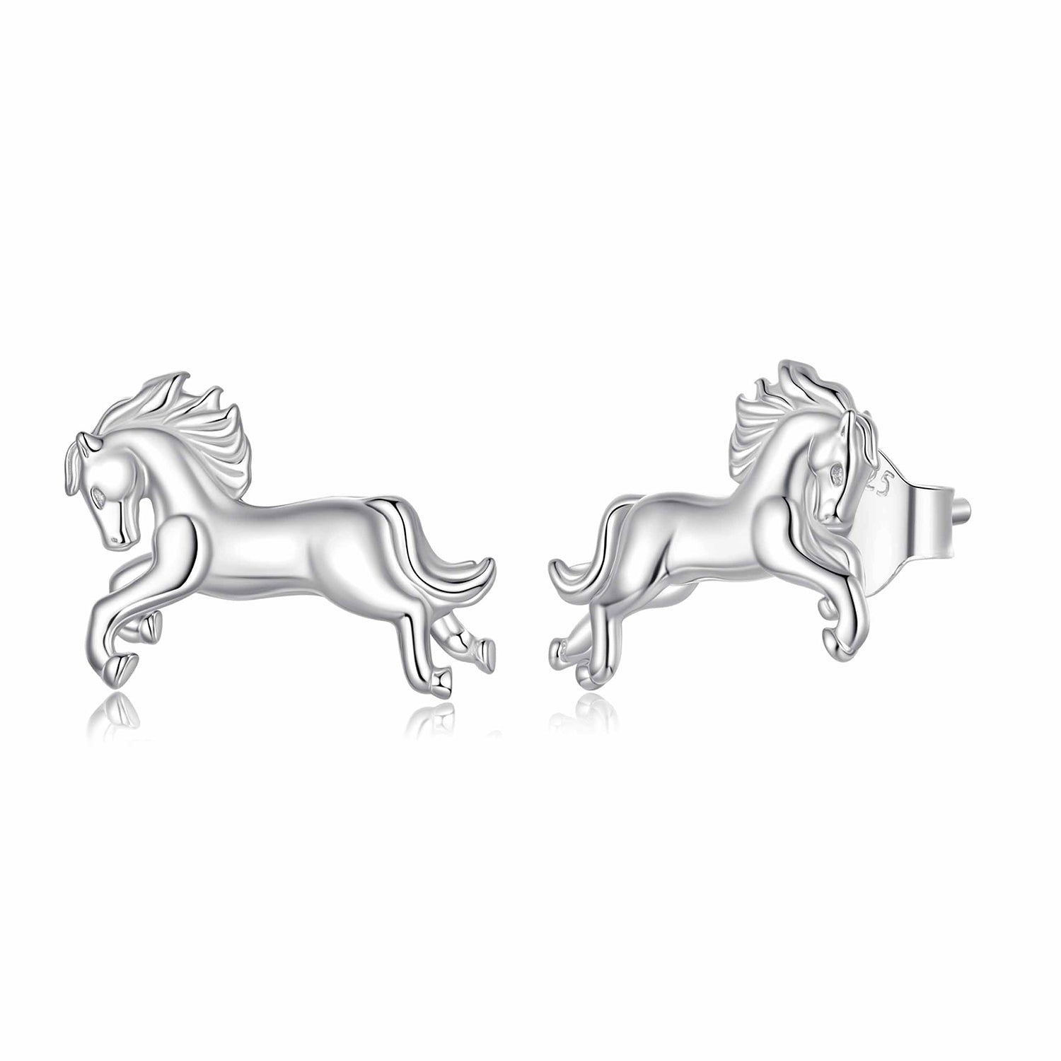 925 Sterling Silver Earrings 0.9*1.3cm with White Gold Plating for Women