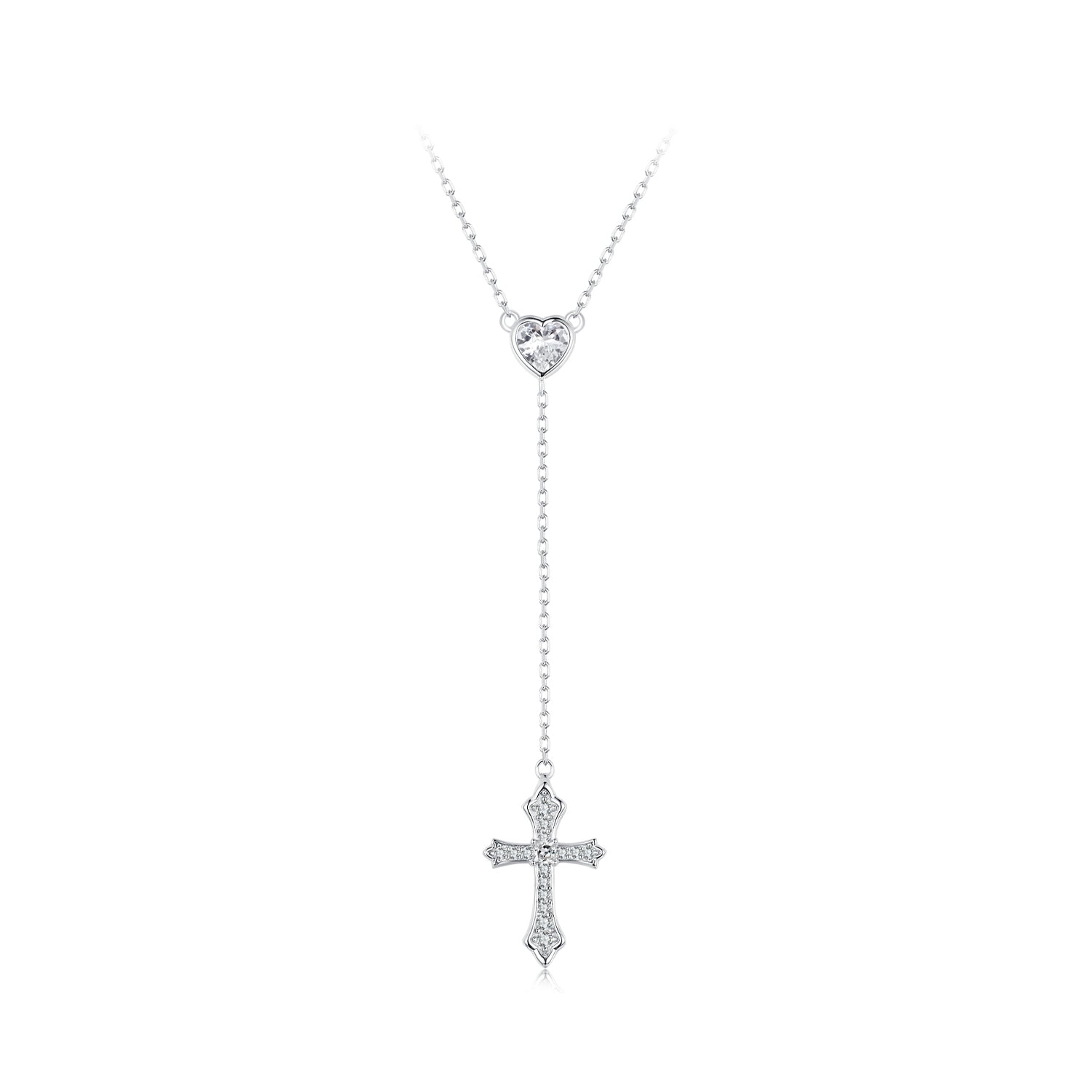 925 Sterling Silver White Gold Plated Necklace with CZ Pavé Setting for Women