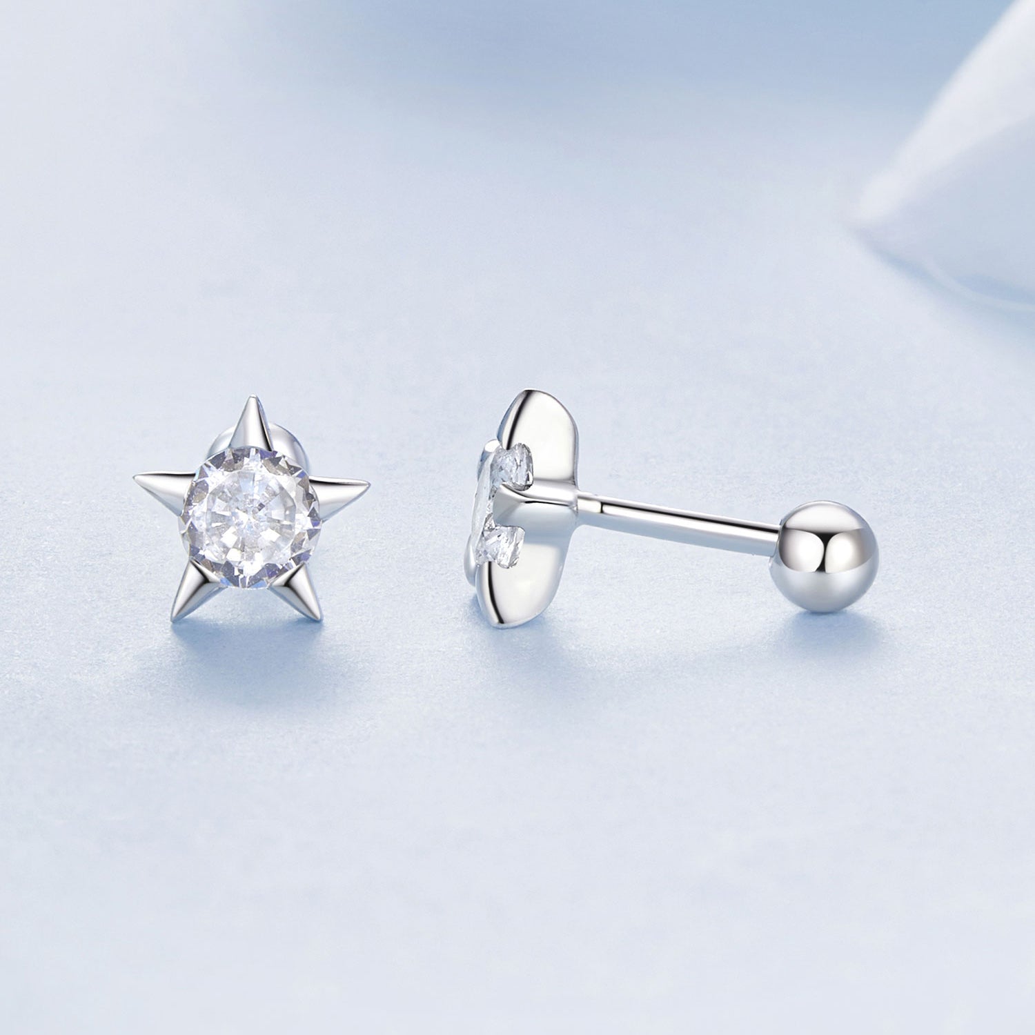 925 Sterling Silver Earrings with Pavé Setting CZ in White Gold