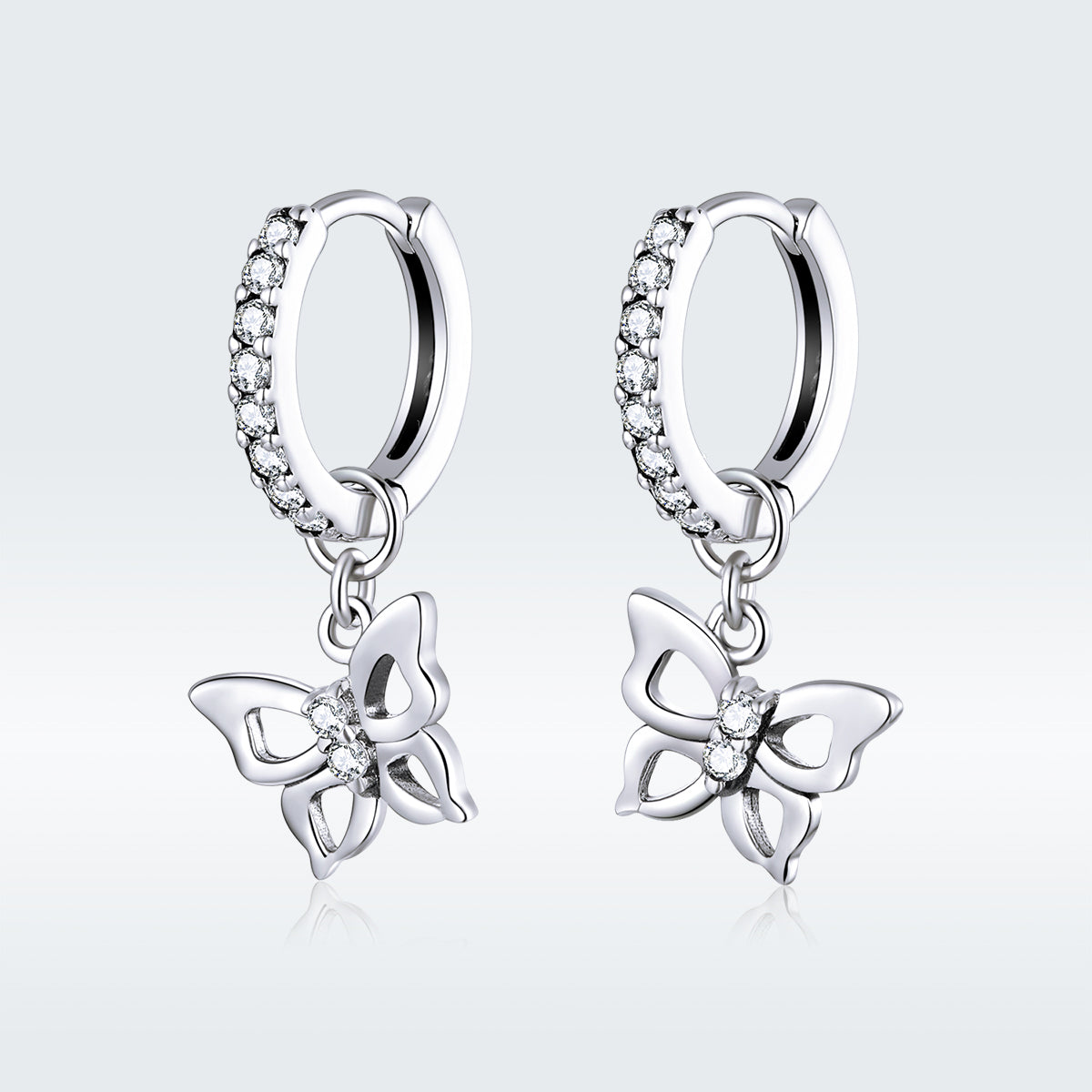 S925 Oxidized Silver Pavé Setting CZ Earrings for Women