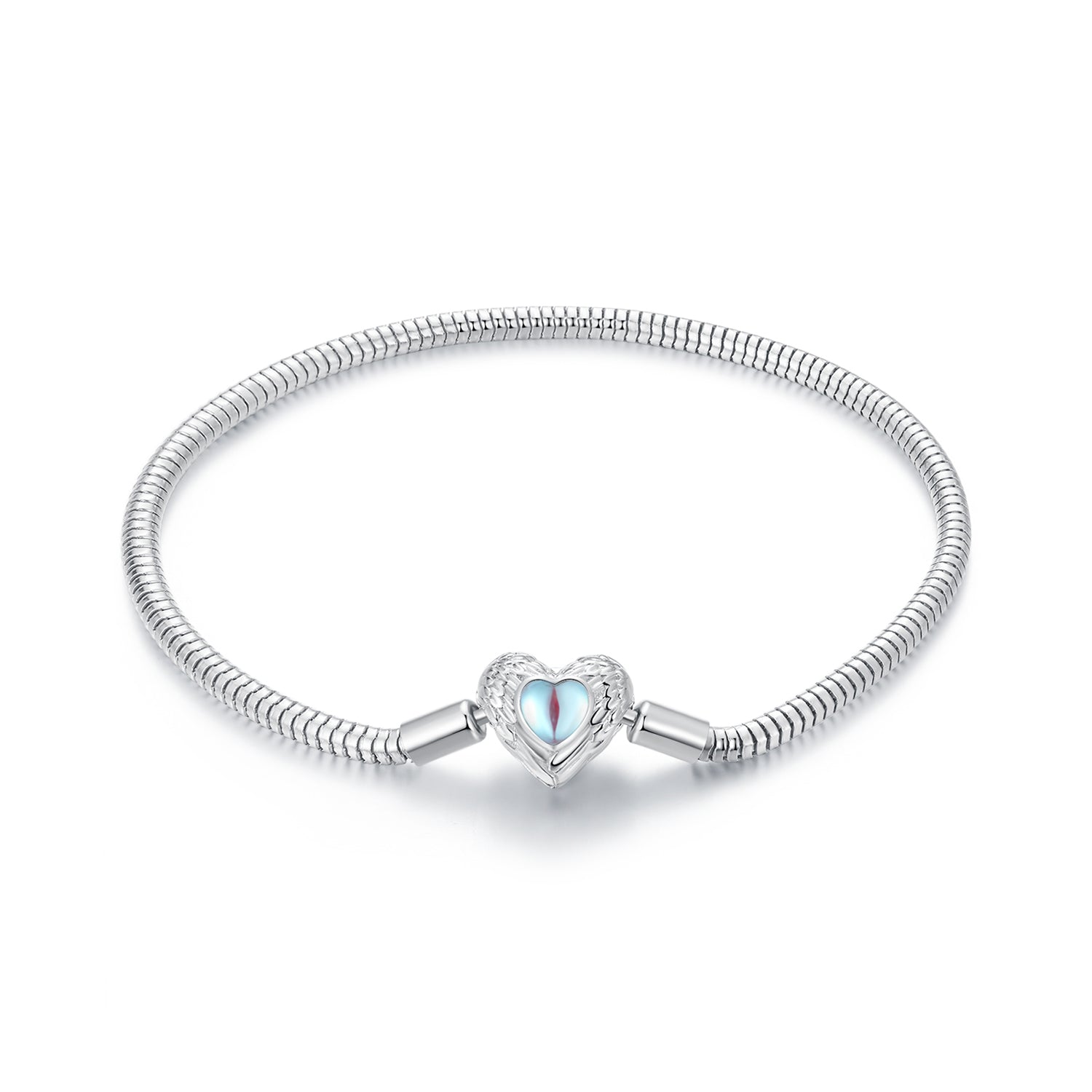 925 Sterling Silver Moonstone Bracelet 17.0 cm with White Gold Plating for Women