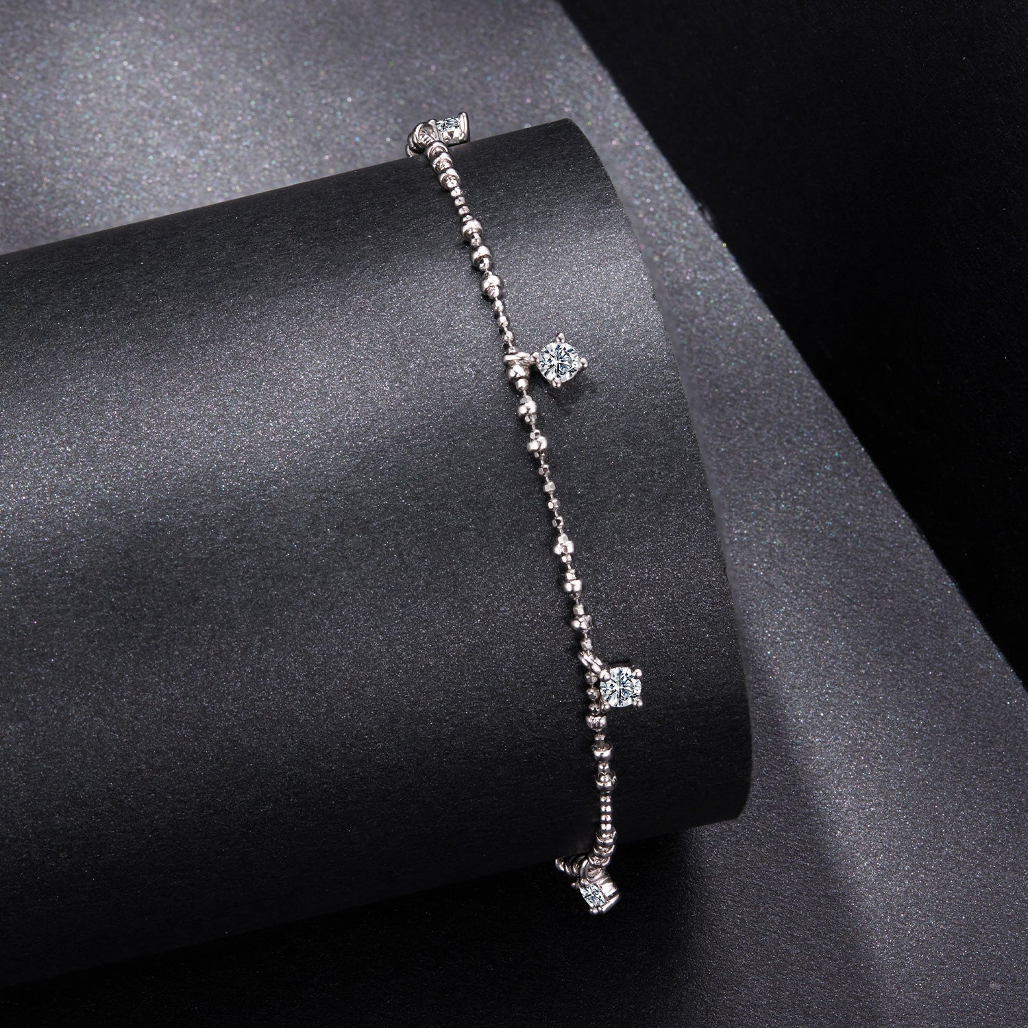 925 Sterling Silver & Moissanite Bracelet for Women - 15+6cm, Plated White Gold