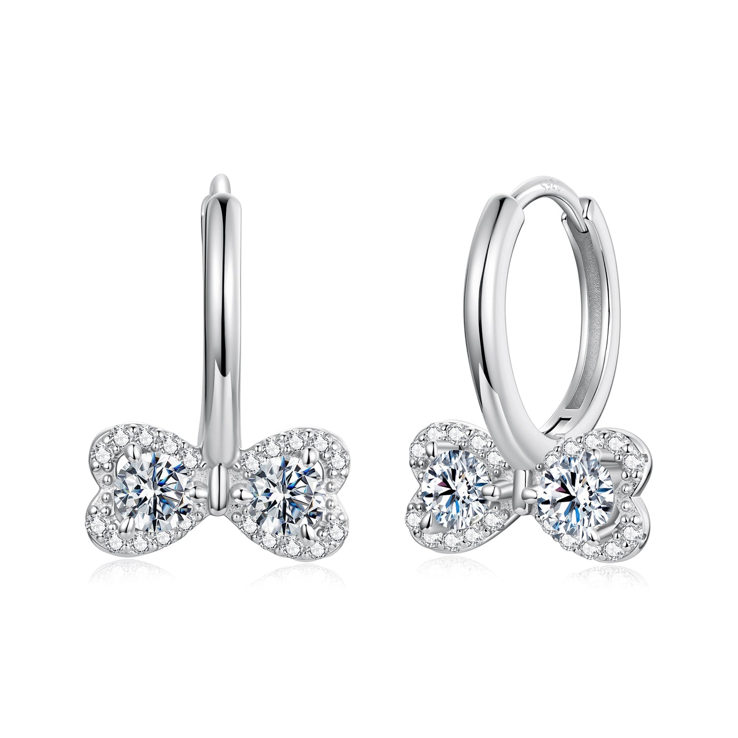 925 Sterling Silver Moissanite 0.20 Carat Earrings Plated White Gold for Women