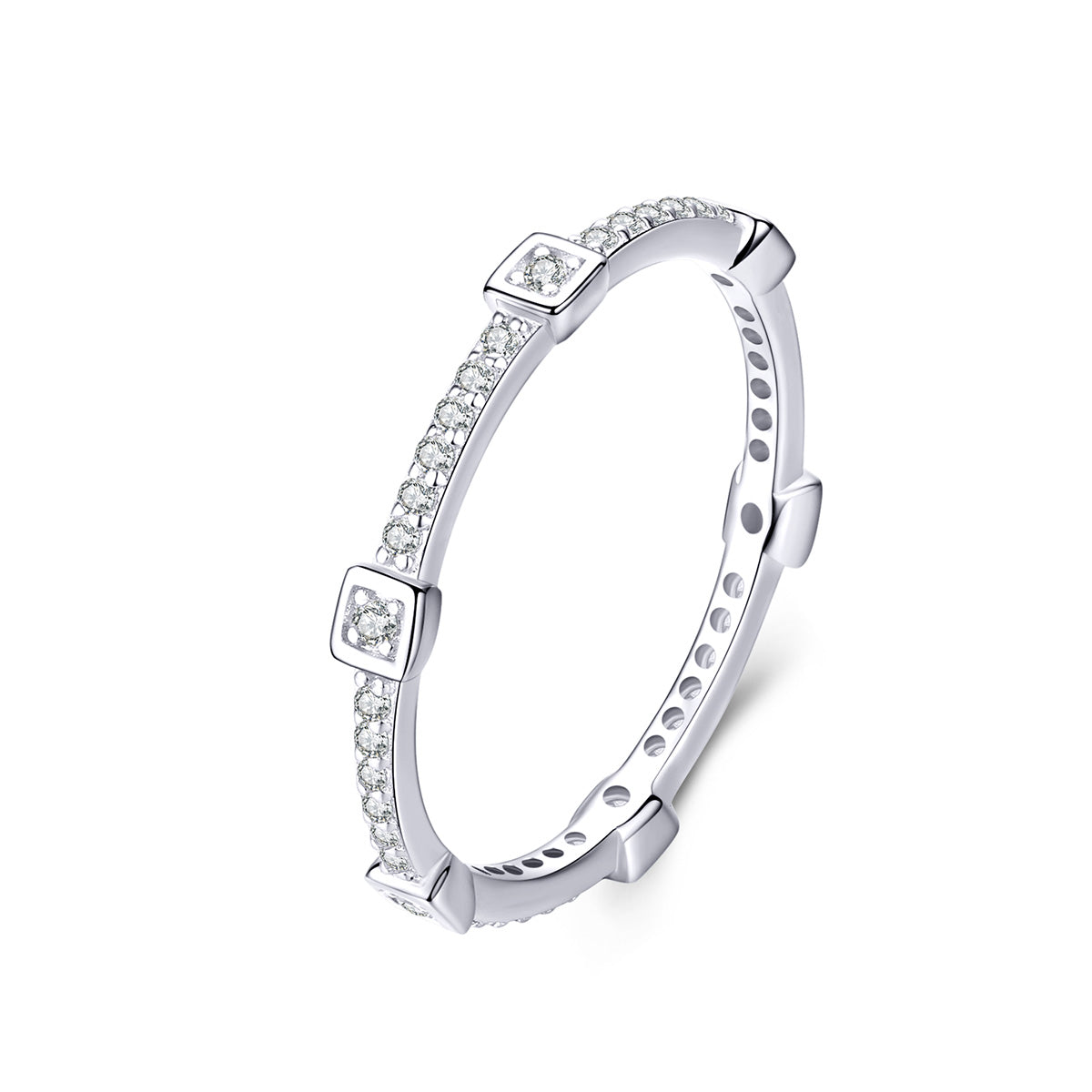 925 Sterling Silver Ring with Pavé Setting CZ - Size 6.0