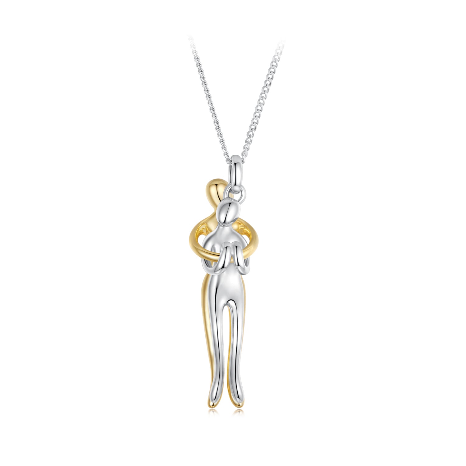 925 Sterling Silver Plated White Gold & Gold Necklace 40+5cm for Women