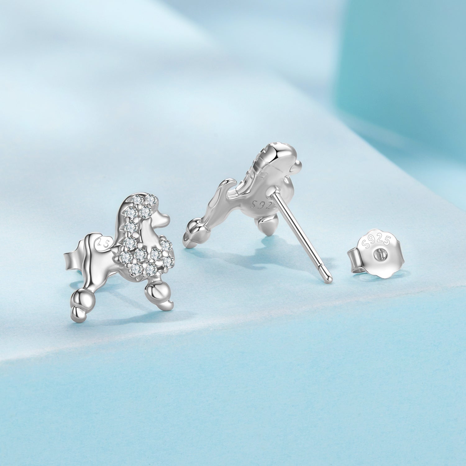925 Sterling Silver White Gold Plated Pavé CZ Earrings