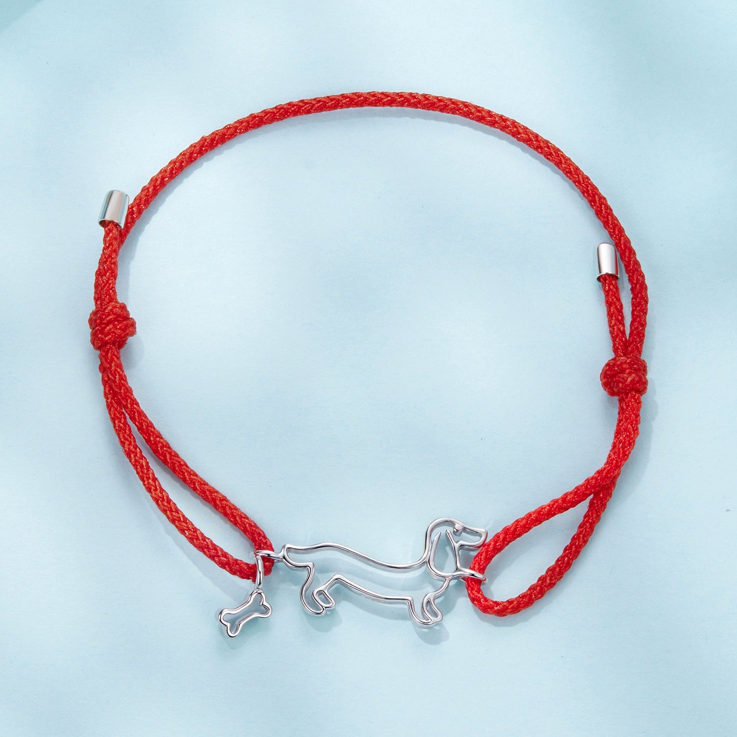 925 Sterling Silver White Gold Plated Adjustable Bracelet with Cotton Cord for Women