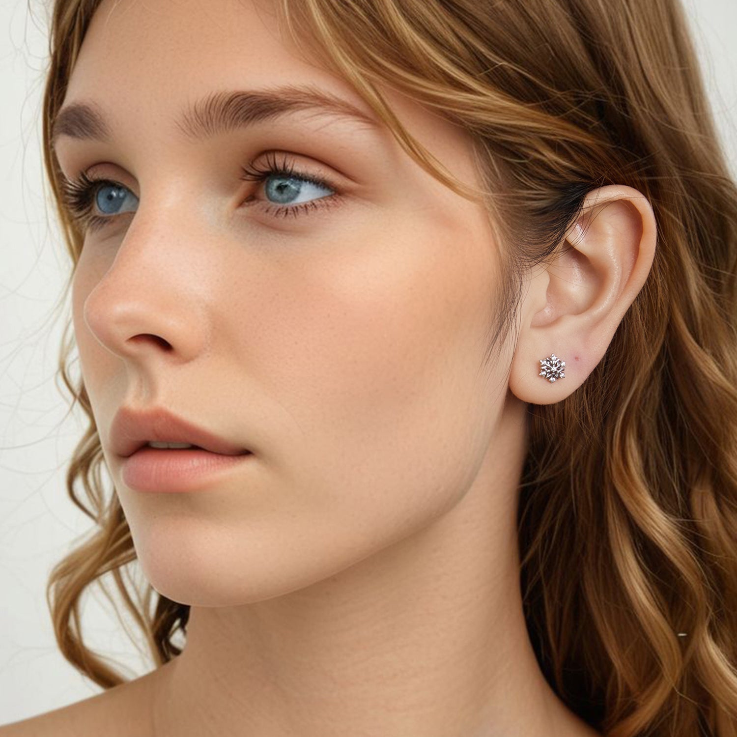 925 Sterling Silver Earrings with Pavé Setting CZ and White Gold Plating