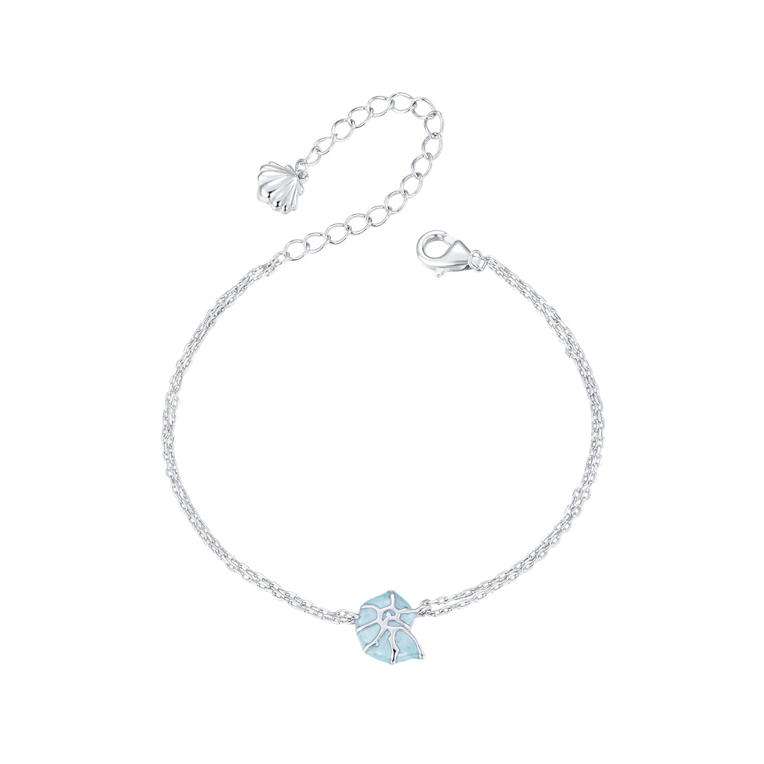 925 Sterling Silver White Gold Plated Bracelet with Enamel Process