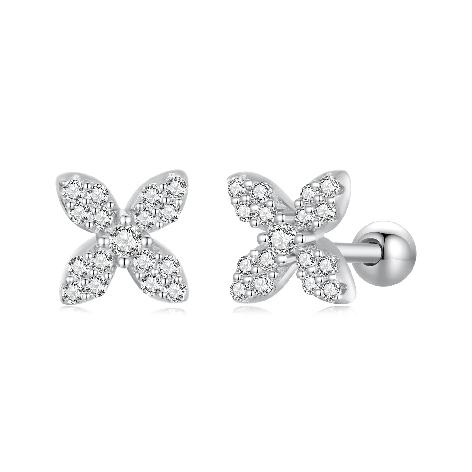 925 Sterling Silver Earrings with Pavé Setting CZ in Elegant Design