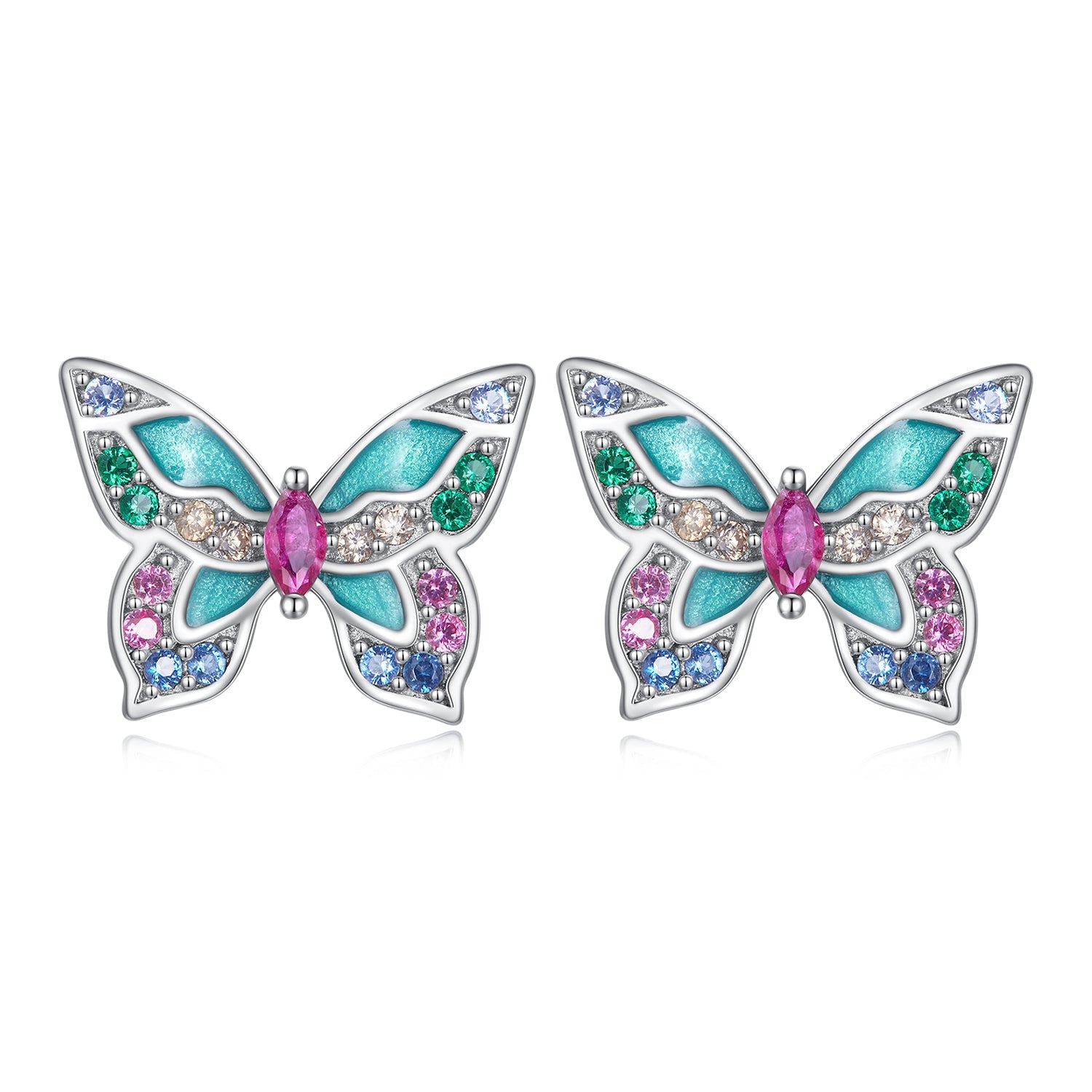 925 Sterling Silver Earrings with Enamel and CZ for Women