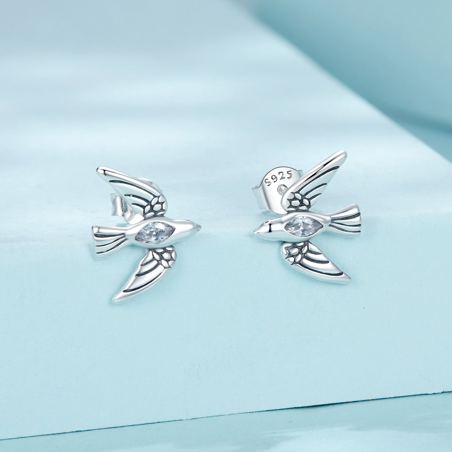 925 Sterling Silver Oxidized CZ Earrings for Women