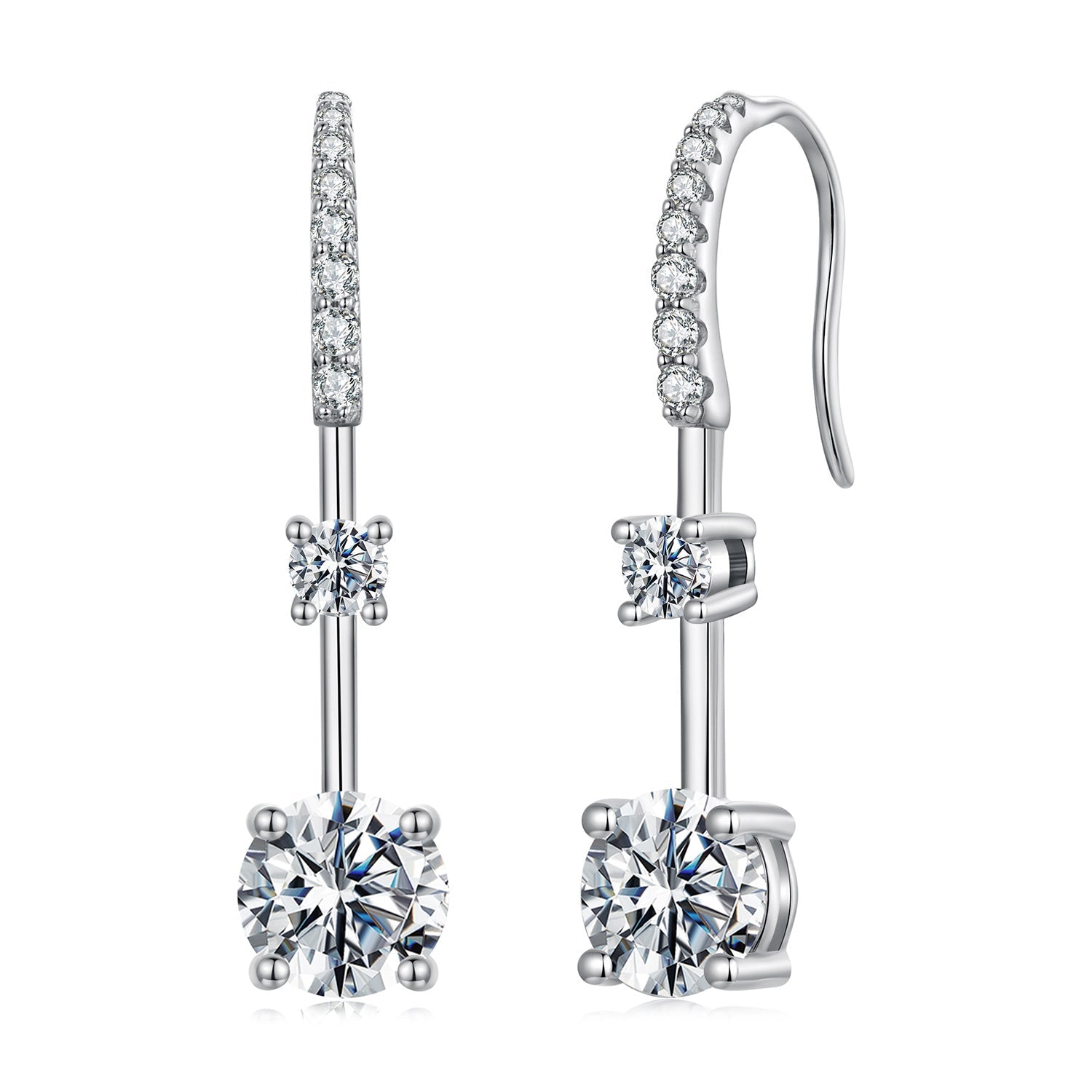 925 Sterling Silver Moissanite 1.00 Carat Earrings for Women