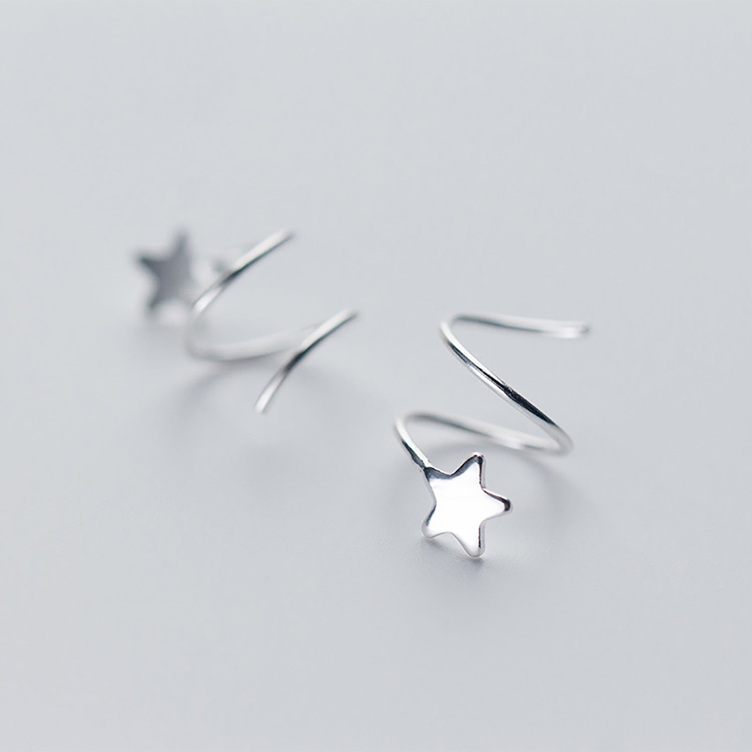 925 Sterling Silver Pentagram Earrings
