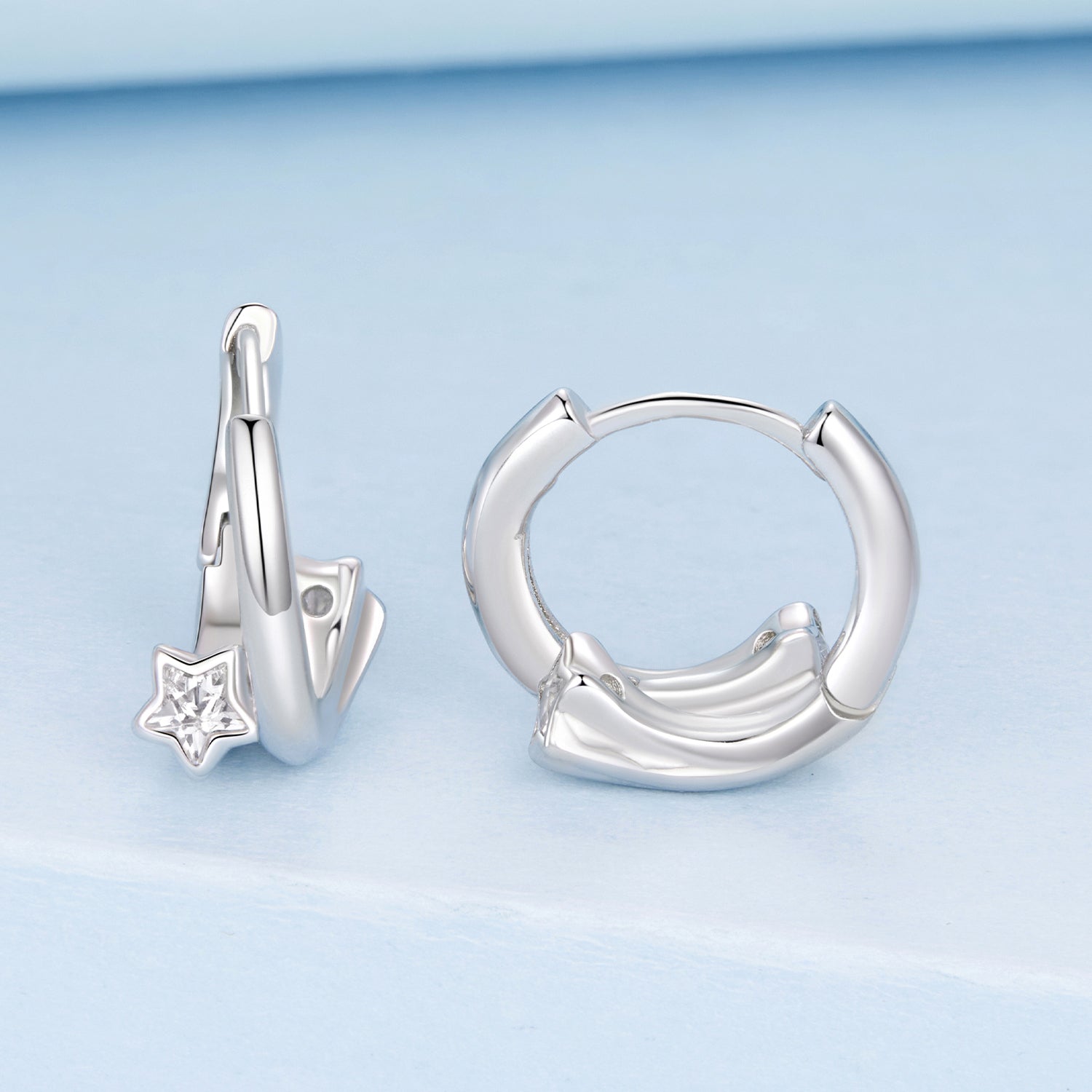 925 Sterling Silver Earrings with White Gold Plating and CZ
