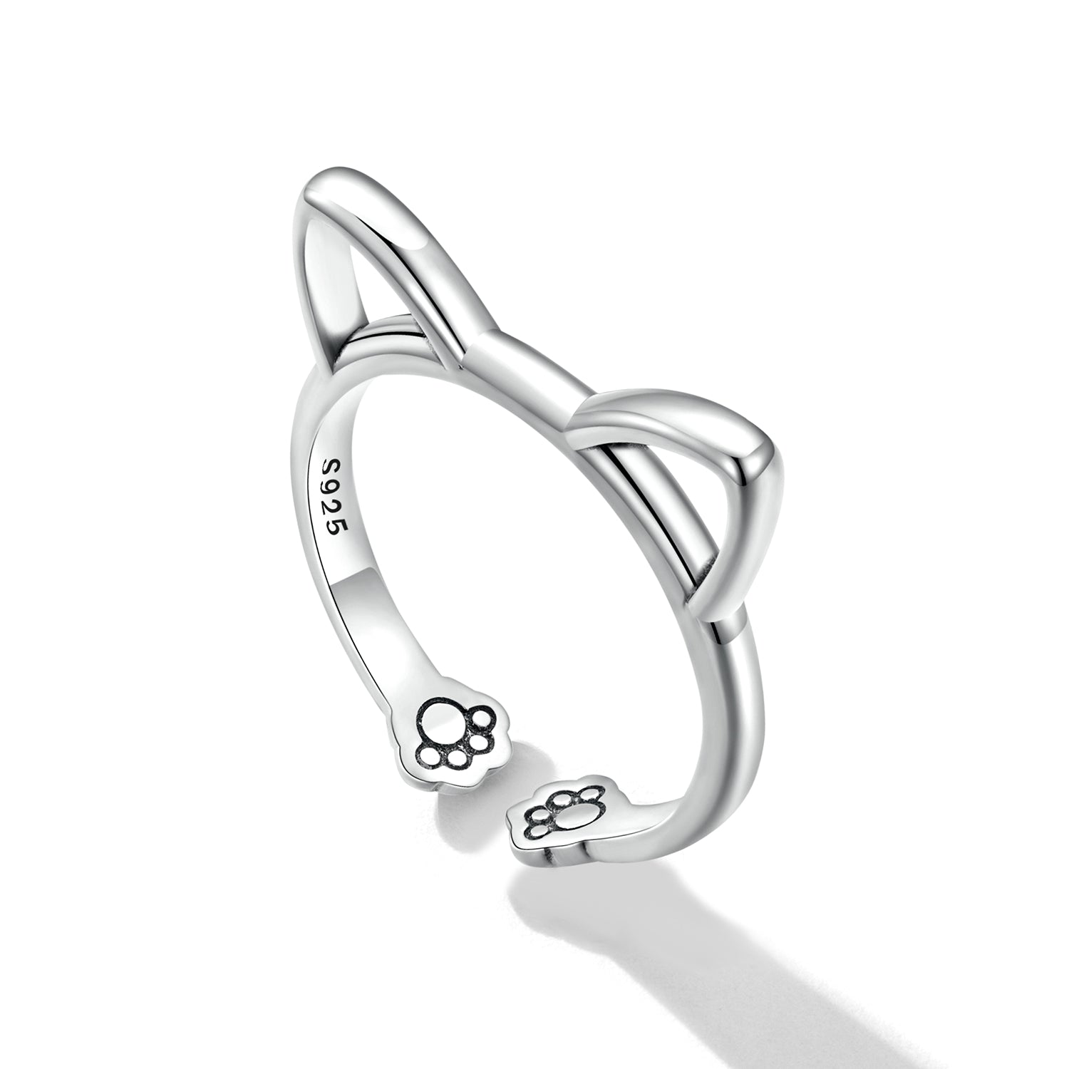 925 Sterling Silver Oxidized Paw Design Ring