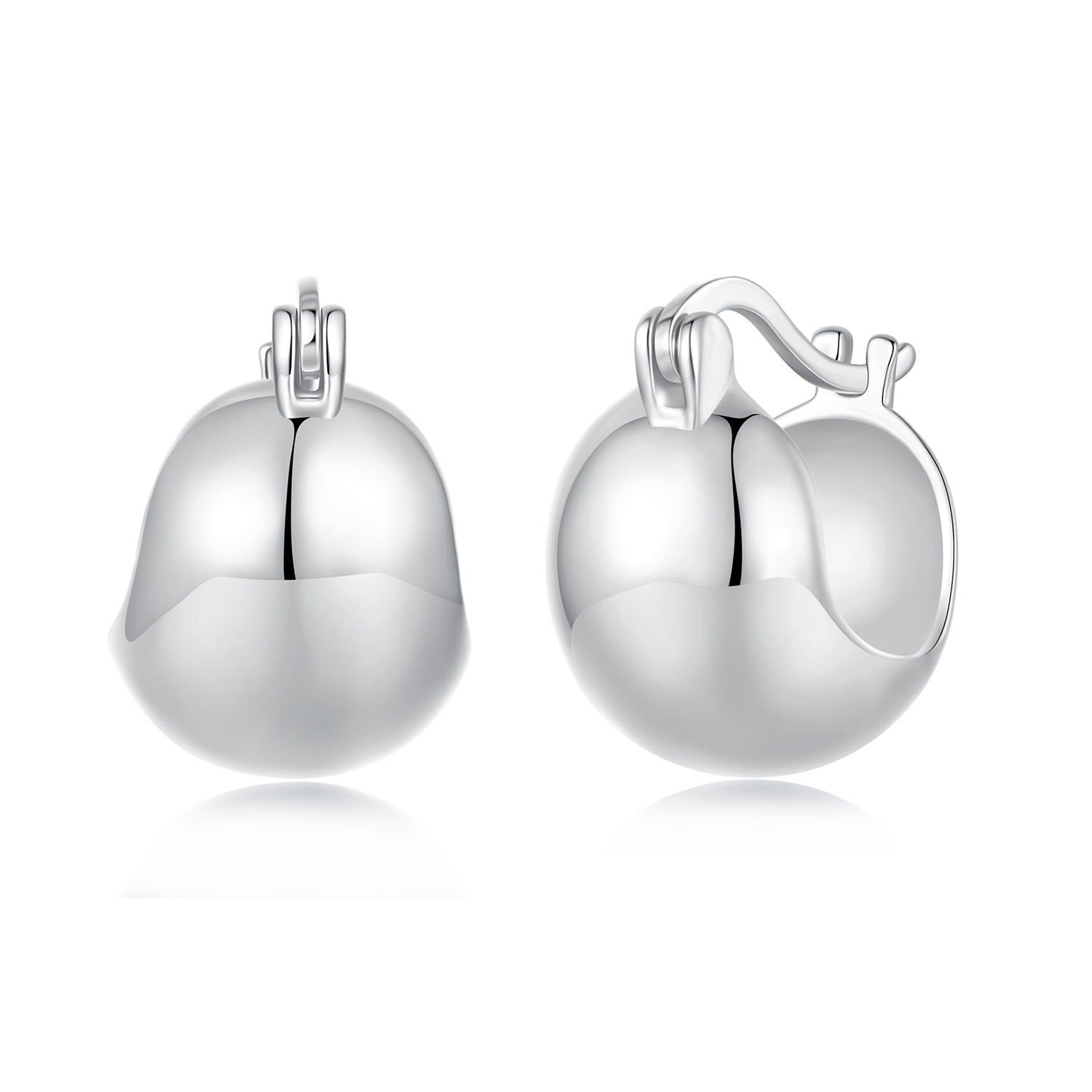 925 Sterling Silver Plated White Gold Earrings 1.4 x 1.0 cm for Women
