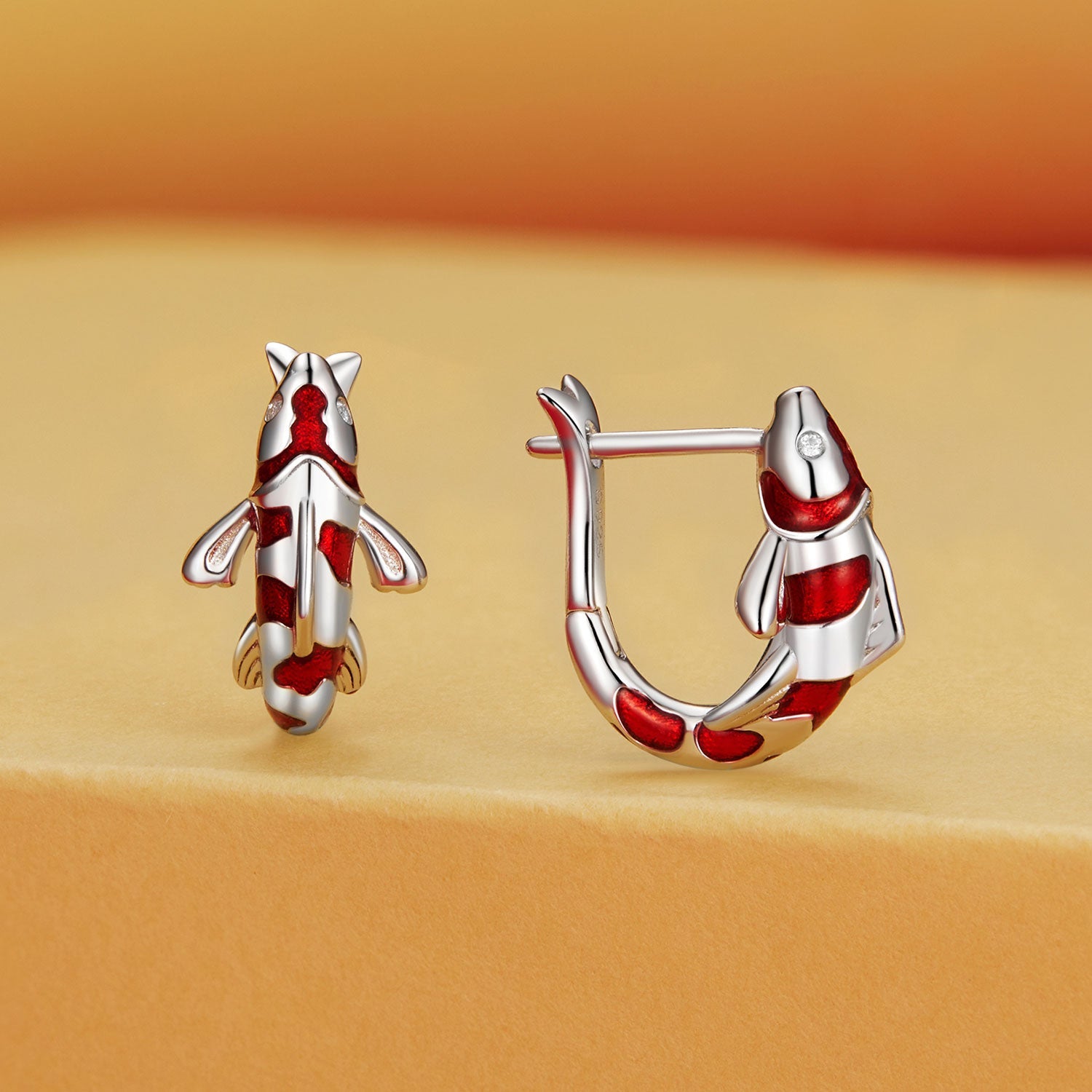 925 Sterling Silver Enamel and CZ Earrings with Platinum Plating for Women