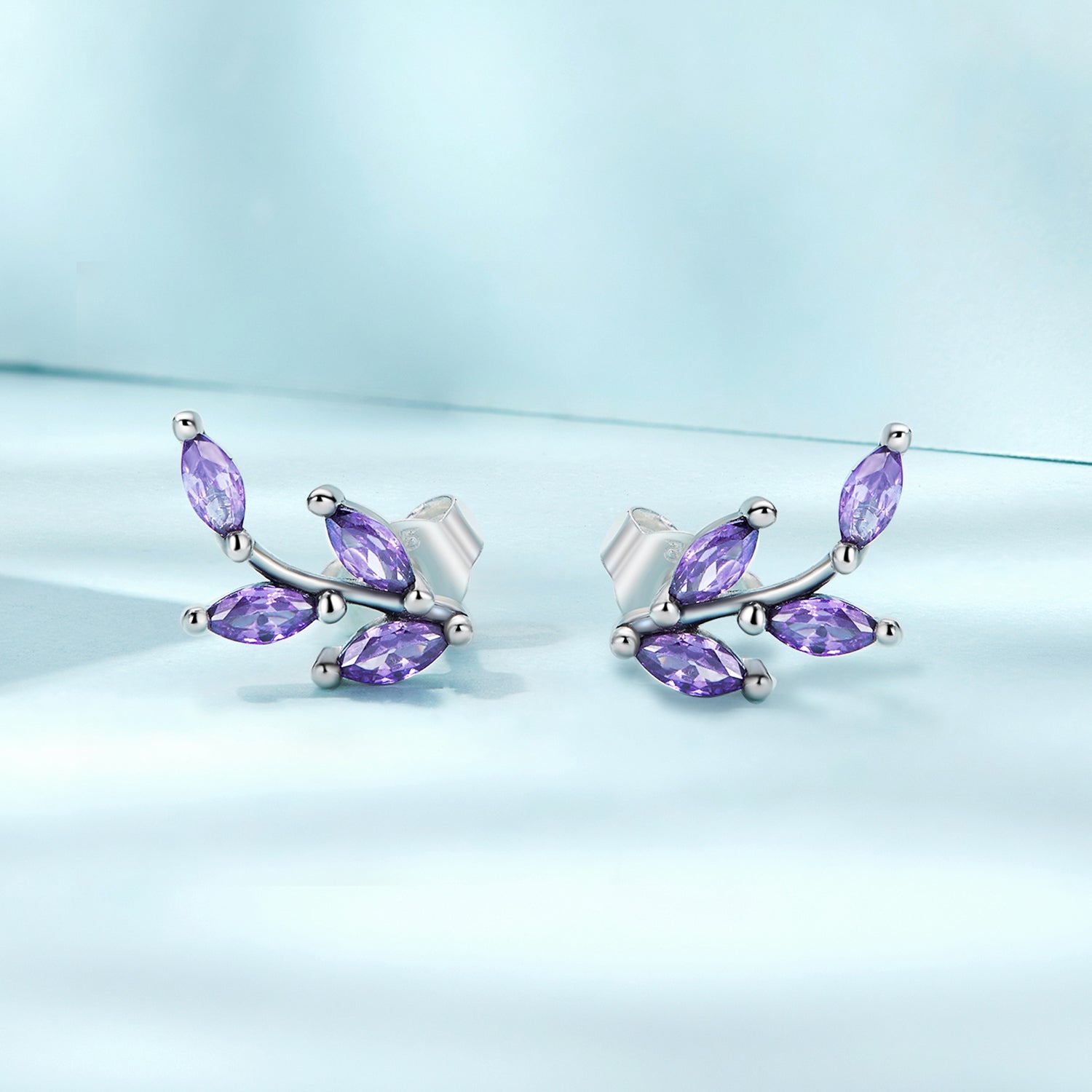 925 Sterling Silver Earrings with CZ and Oxidized Finish - 1.3*0.6cm