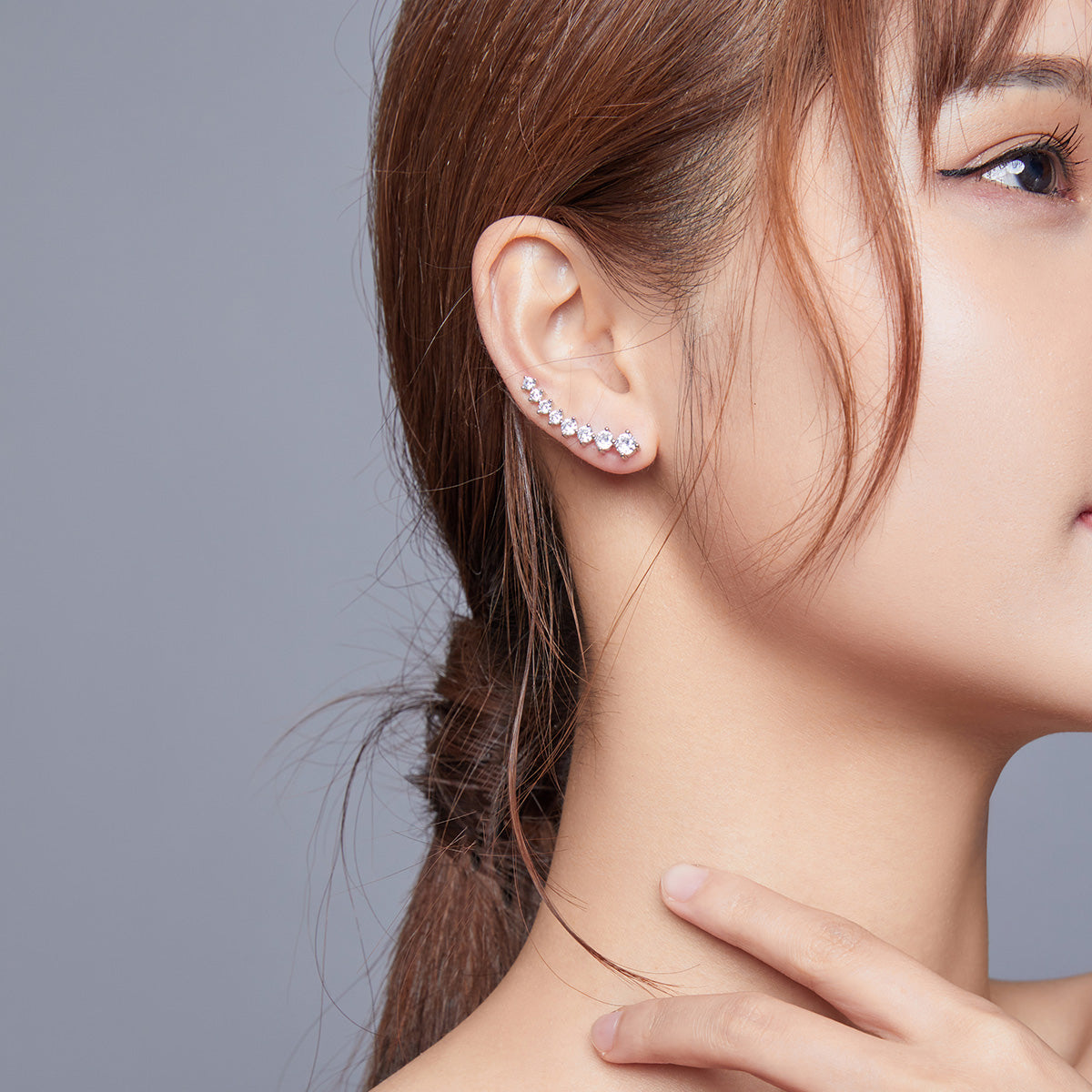 925 Sterling Silver Earrings with Pavé Setting CZ - 2.9*0.7cm