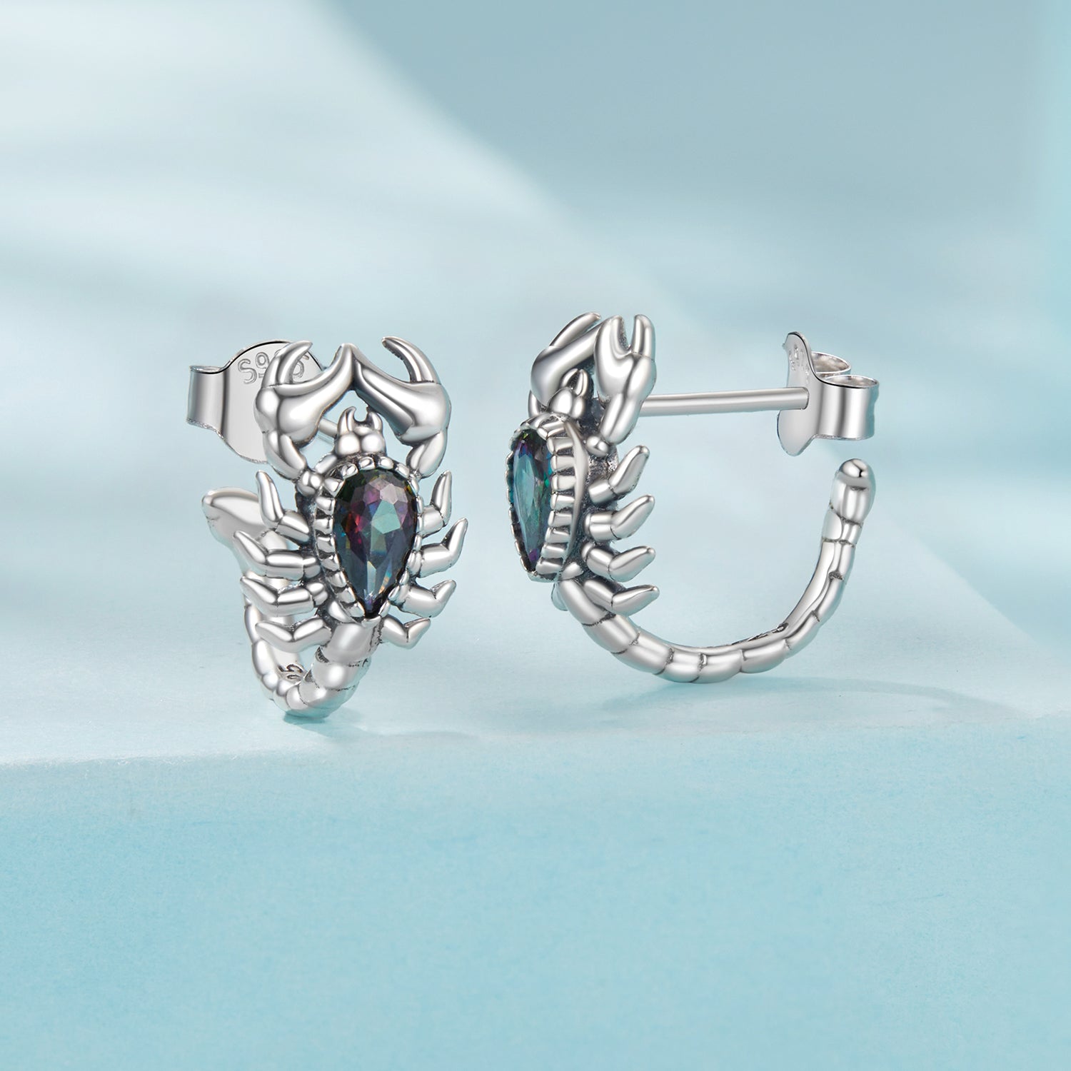 925 Sterling Silver Oxidized Earrings with Pavé CZ for Women