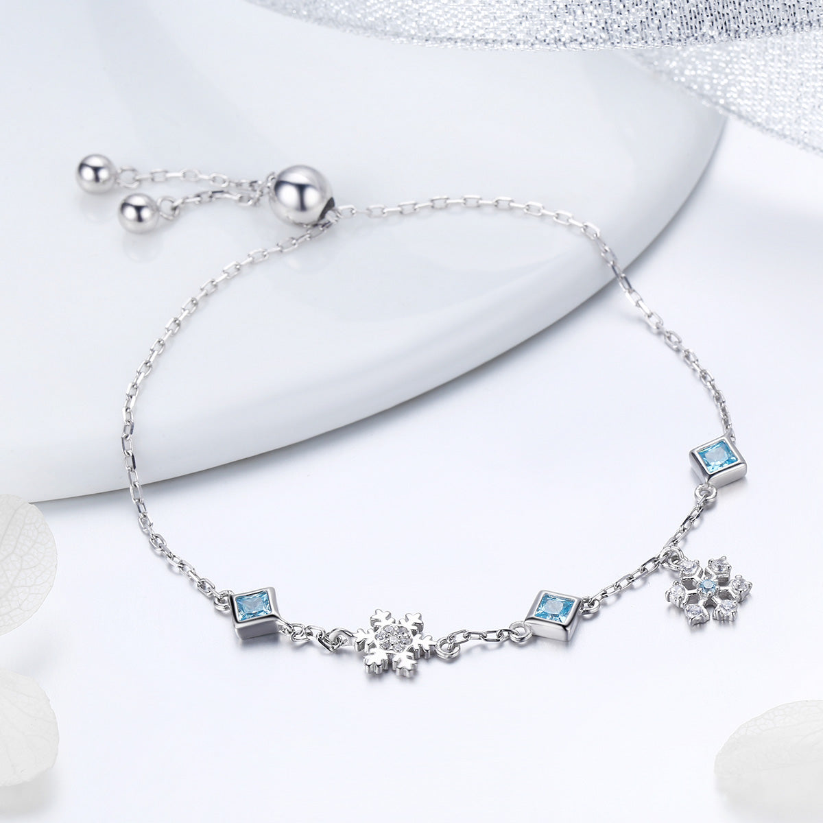 925 Sterling Silver Adjustable Bracelet for Women - 22cm