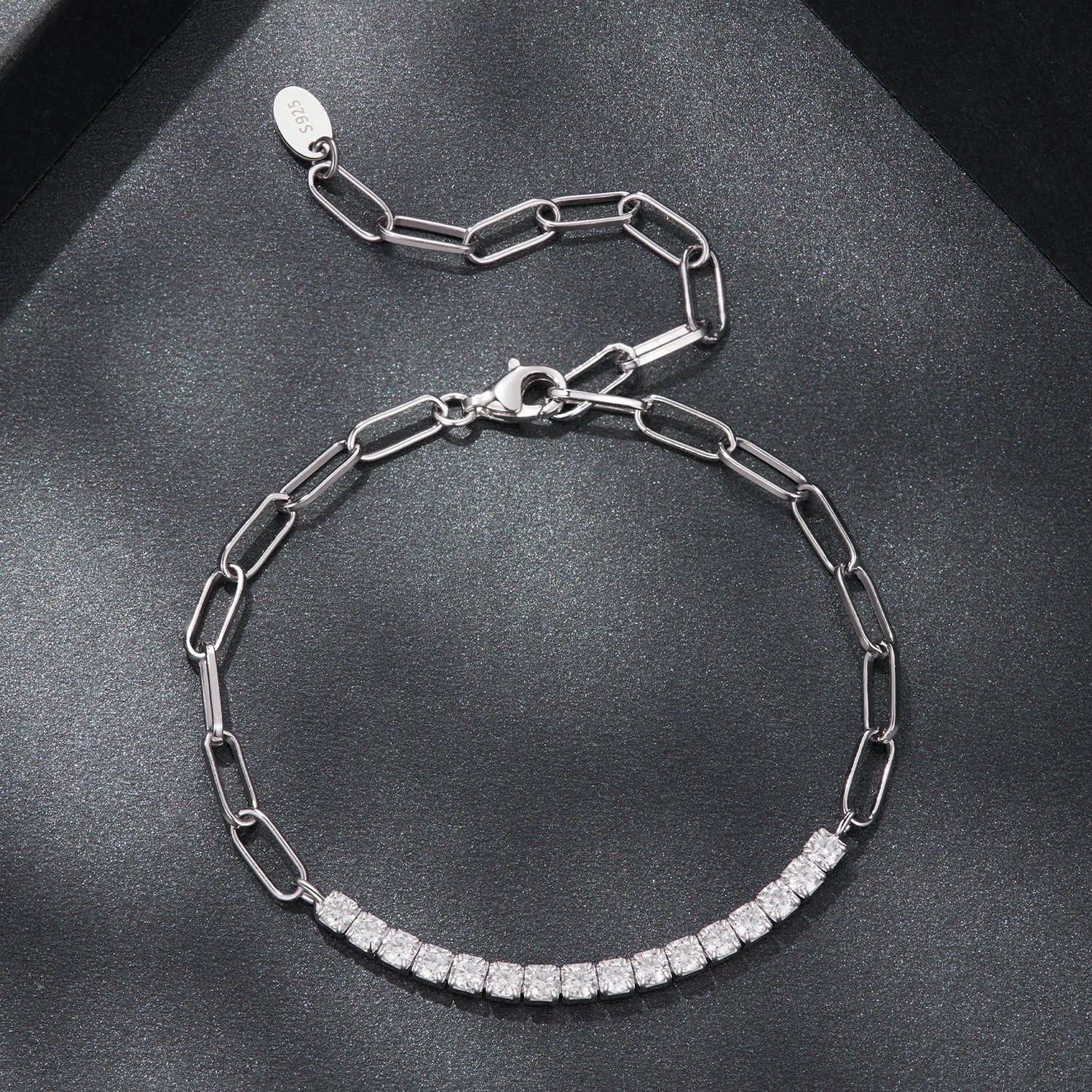 925 Sterling Silver + Moissanite White Gold 21cm Bracelet for Women